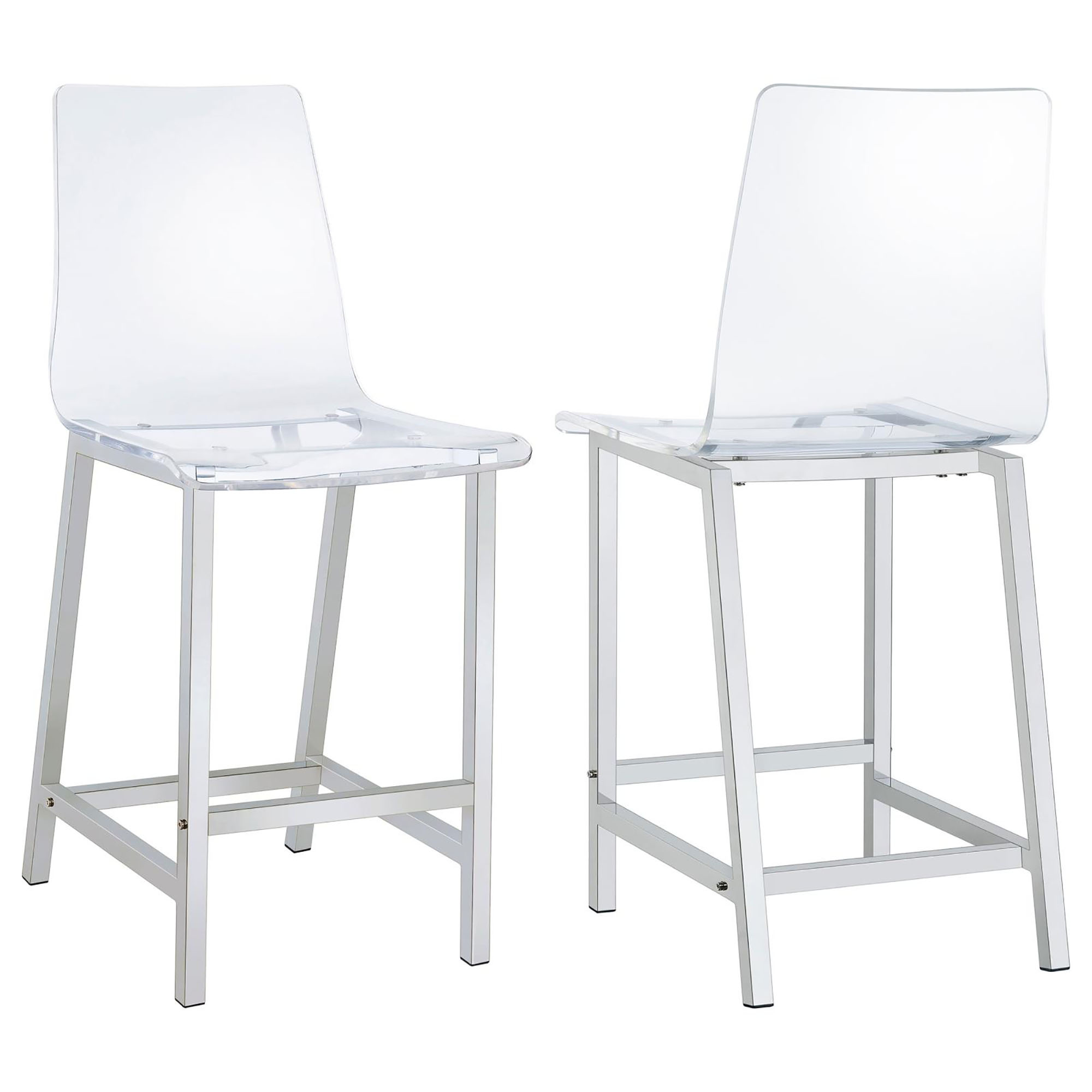 Clear and Chrome Counter Height Stools (Set of 2)