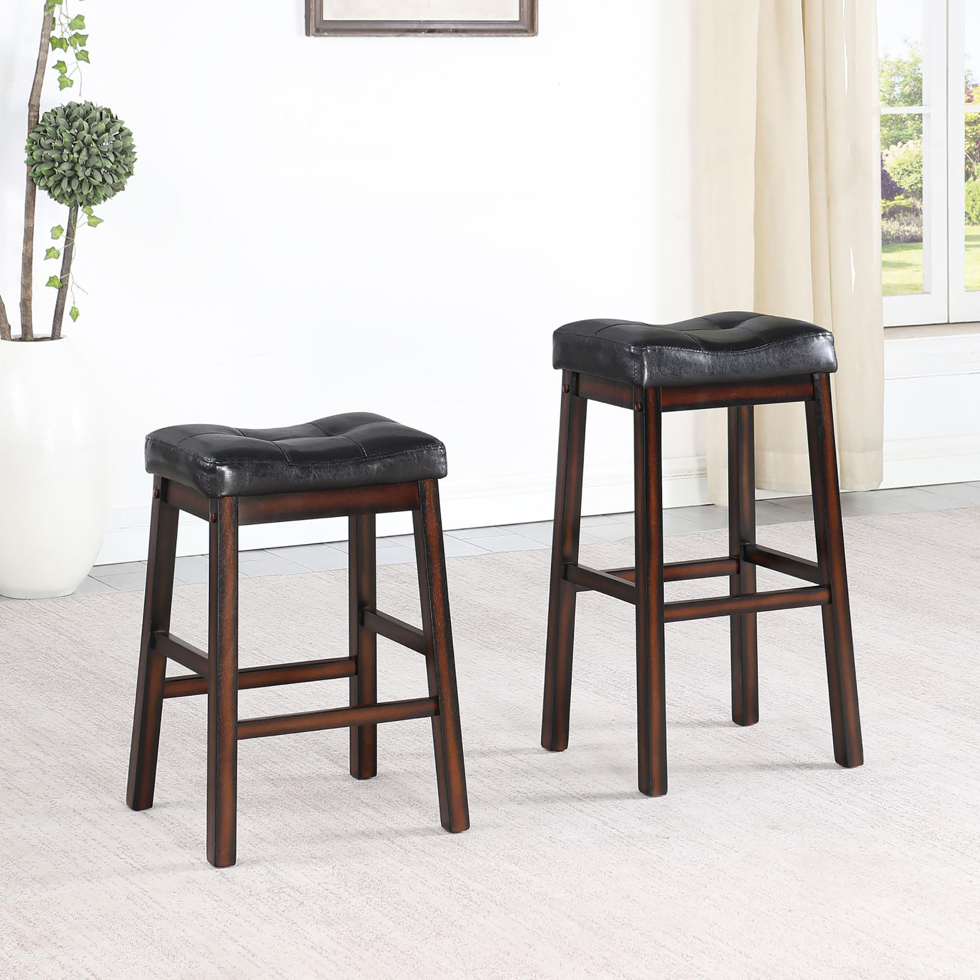 Black and Cappuccino Upholestered Bar Stool (Set of 2)