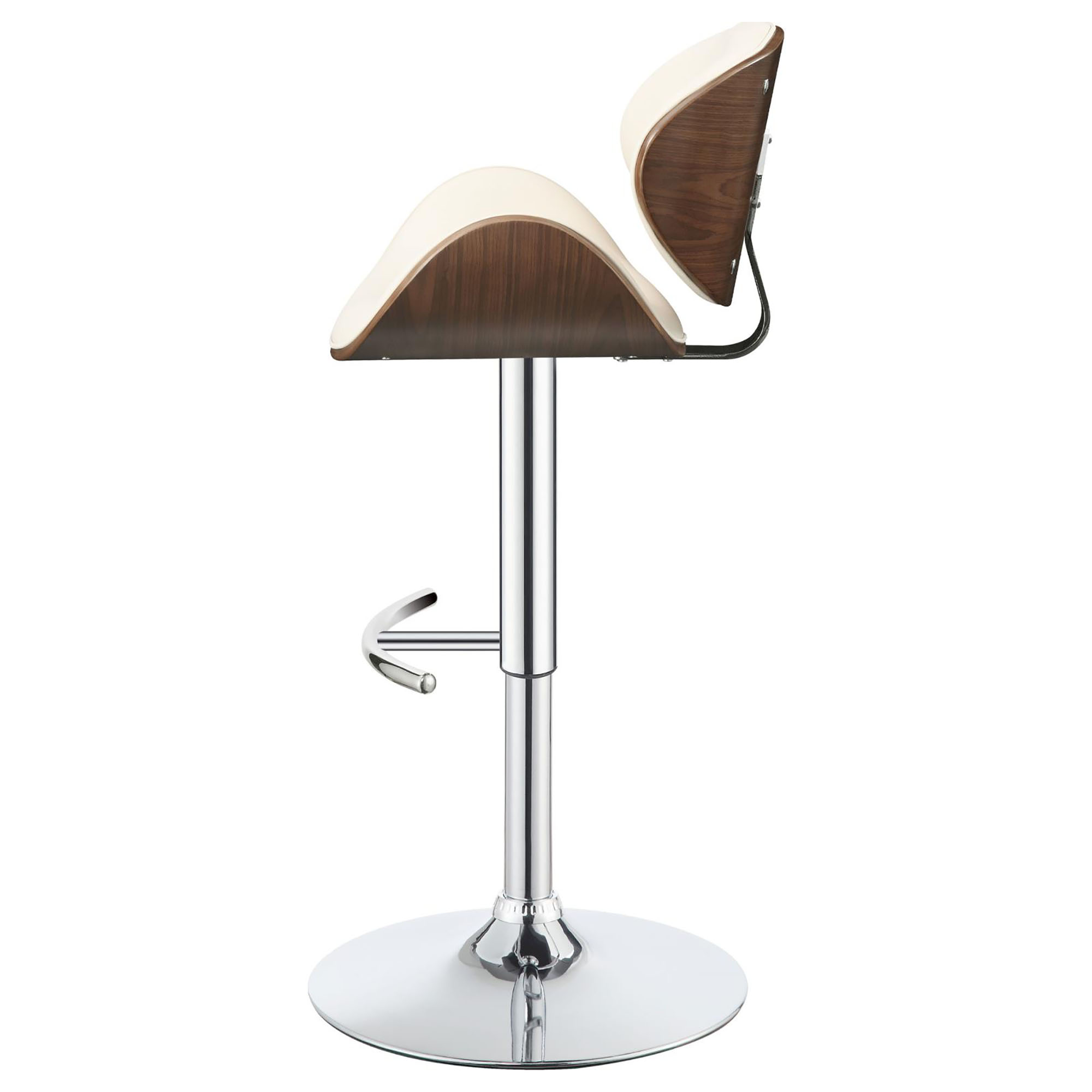 Ecru and Chrome Adjustable Bar Stool