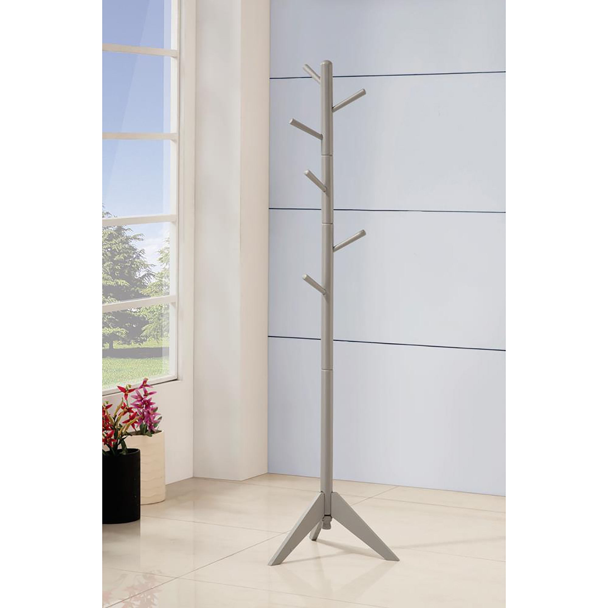 Grey 6-Hook Coat Rack