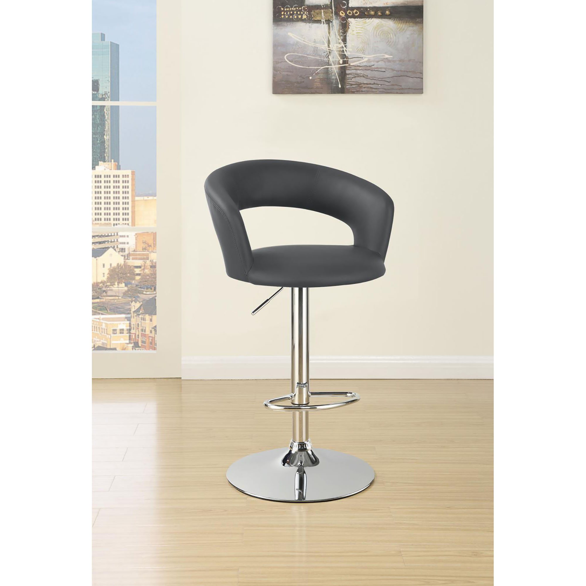 Grey and Chrome Adjustable Bar Stool