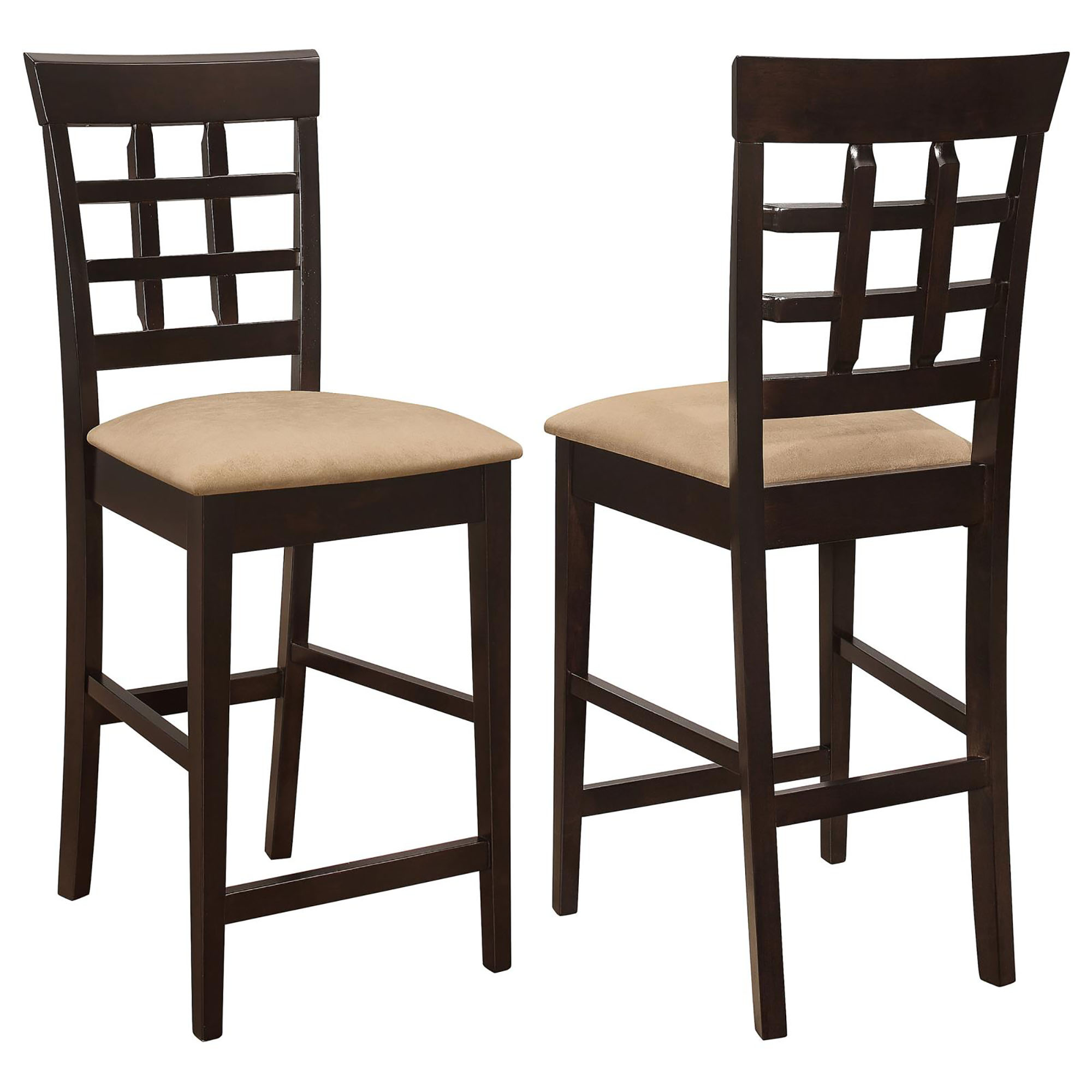 Beige and Cappuccino Upholstered Counter Height Stools (Set of 2)