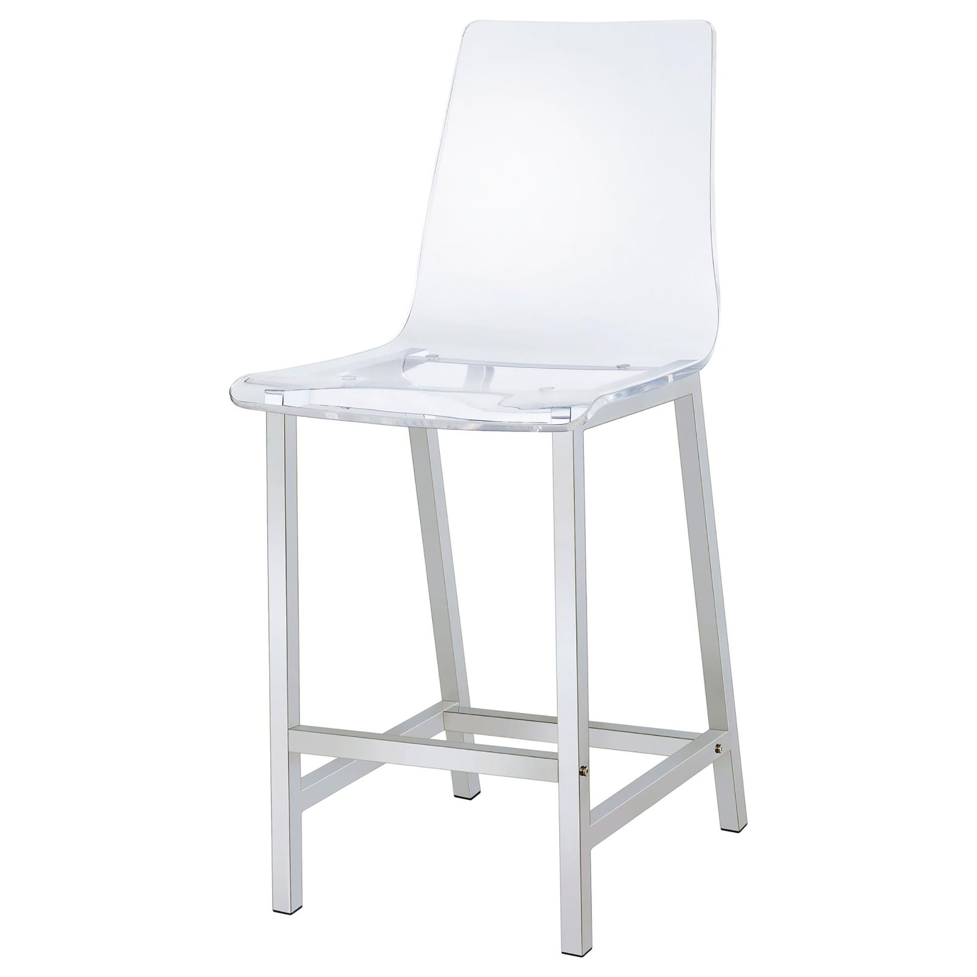 Clear and Chrome Counter Height Stools (Set of 2)