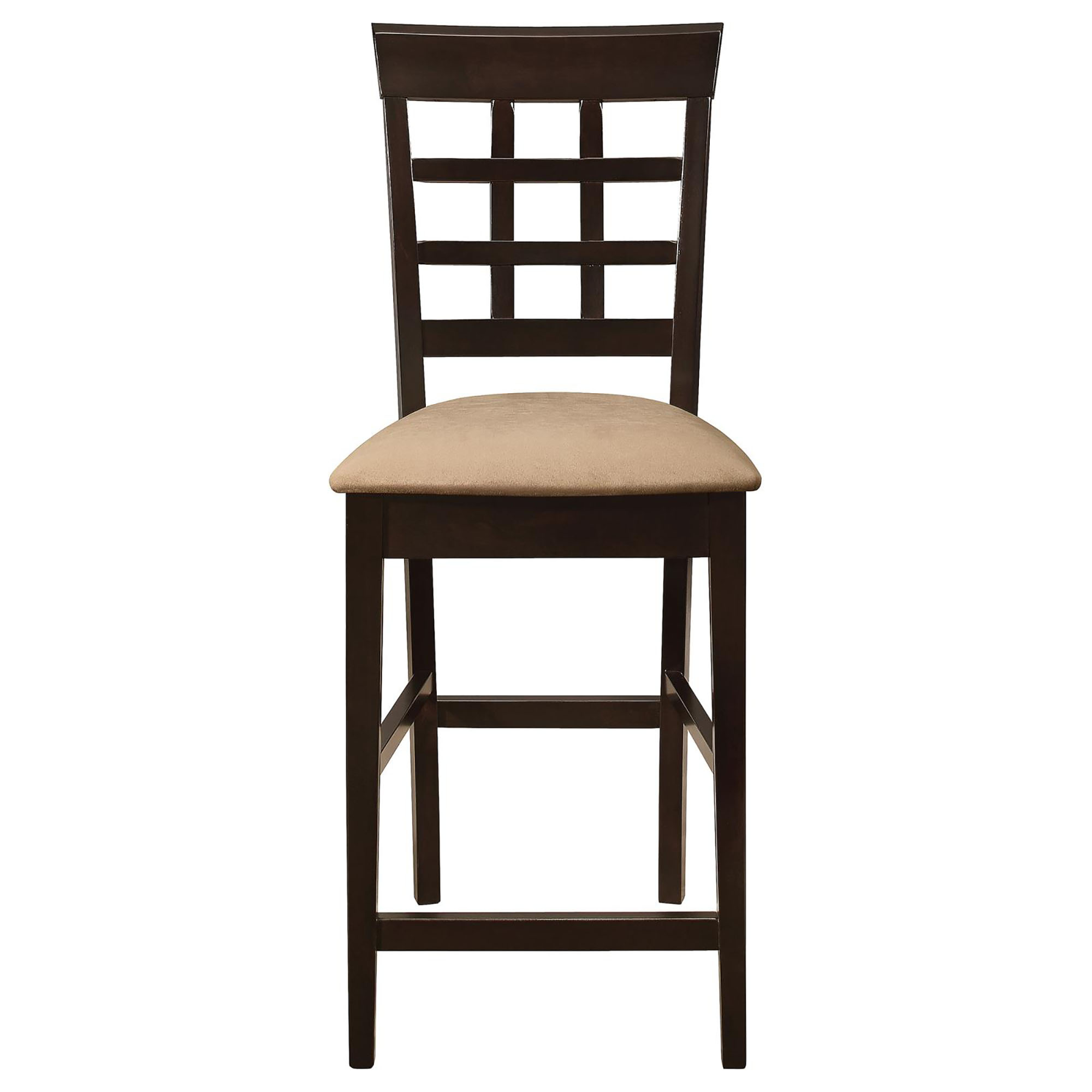 Beige and Cappuccino Upholstered Counter Height Stools (Set of 2)