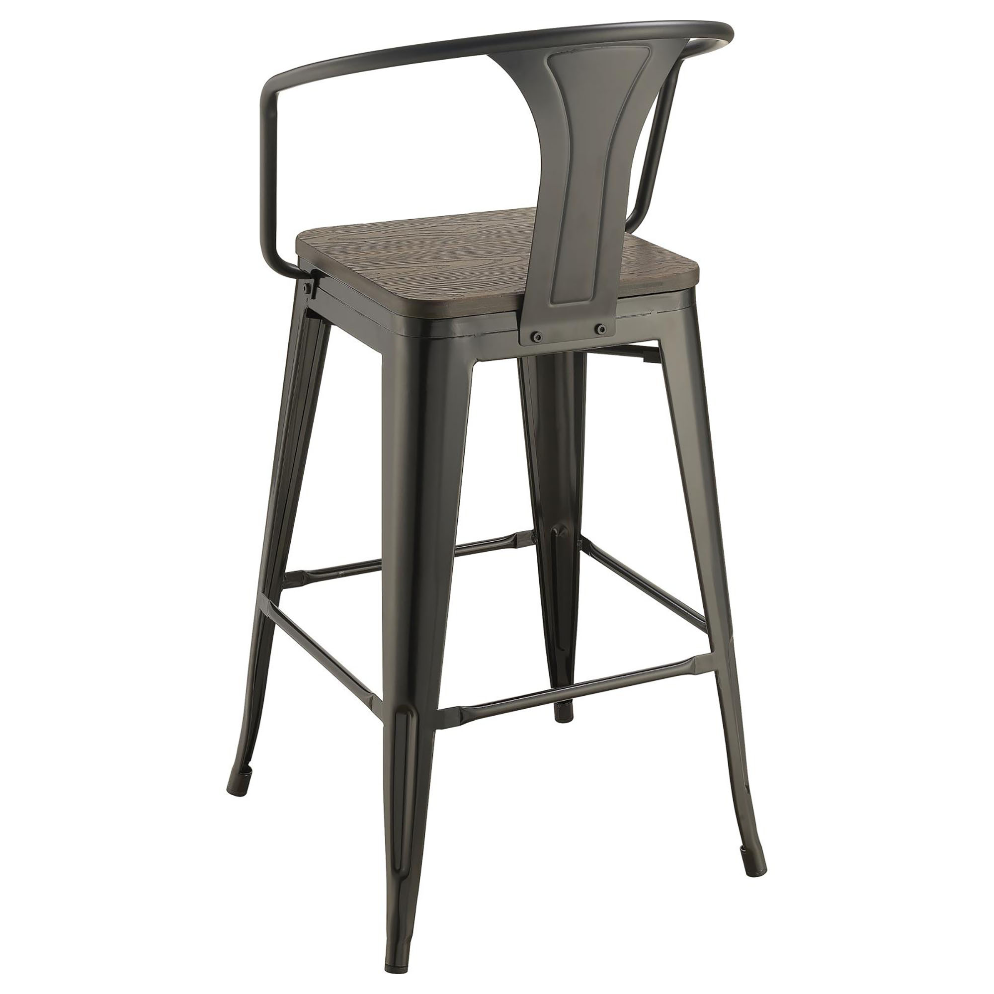 Dark Elm and Matte Black Bar Height Stool (Set of 2)