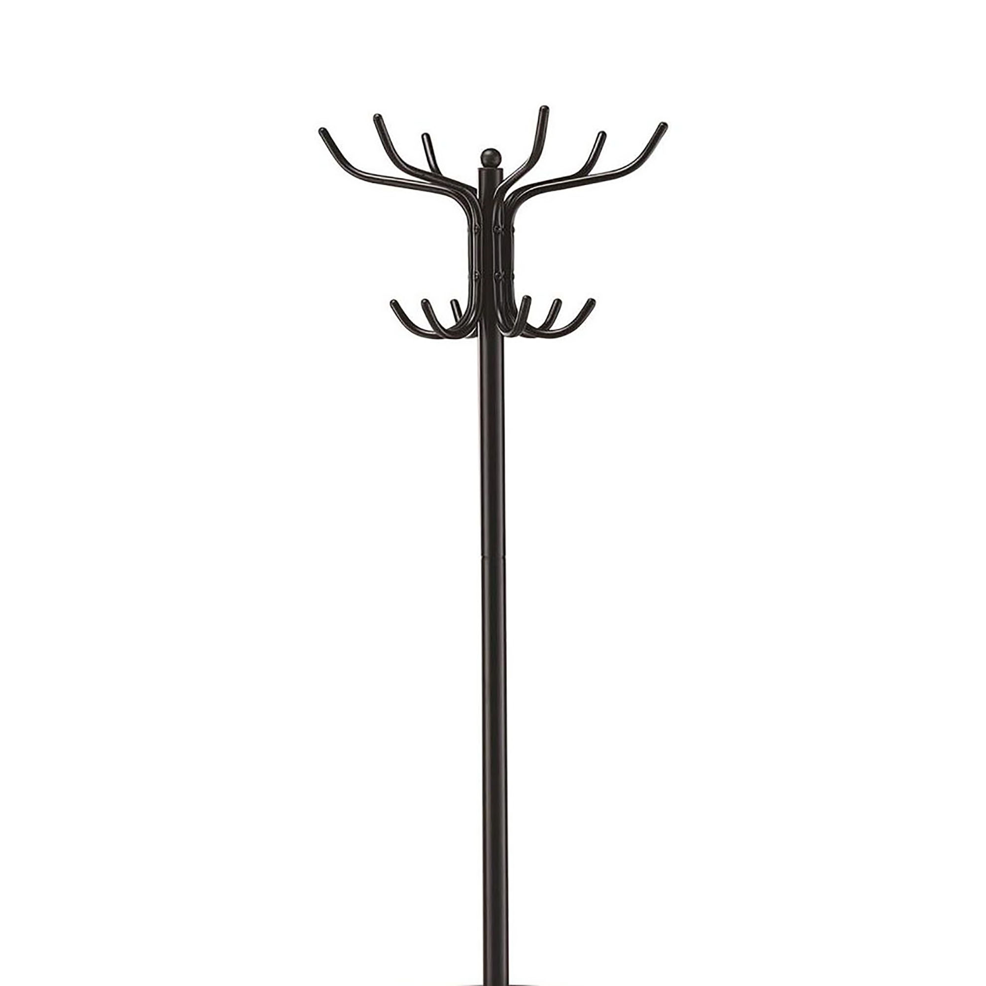 Black 12-Hook Coat Rack