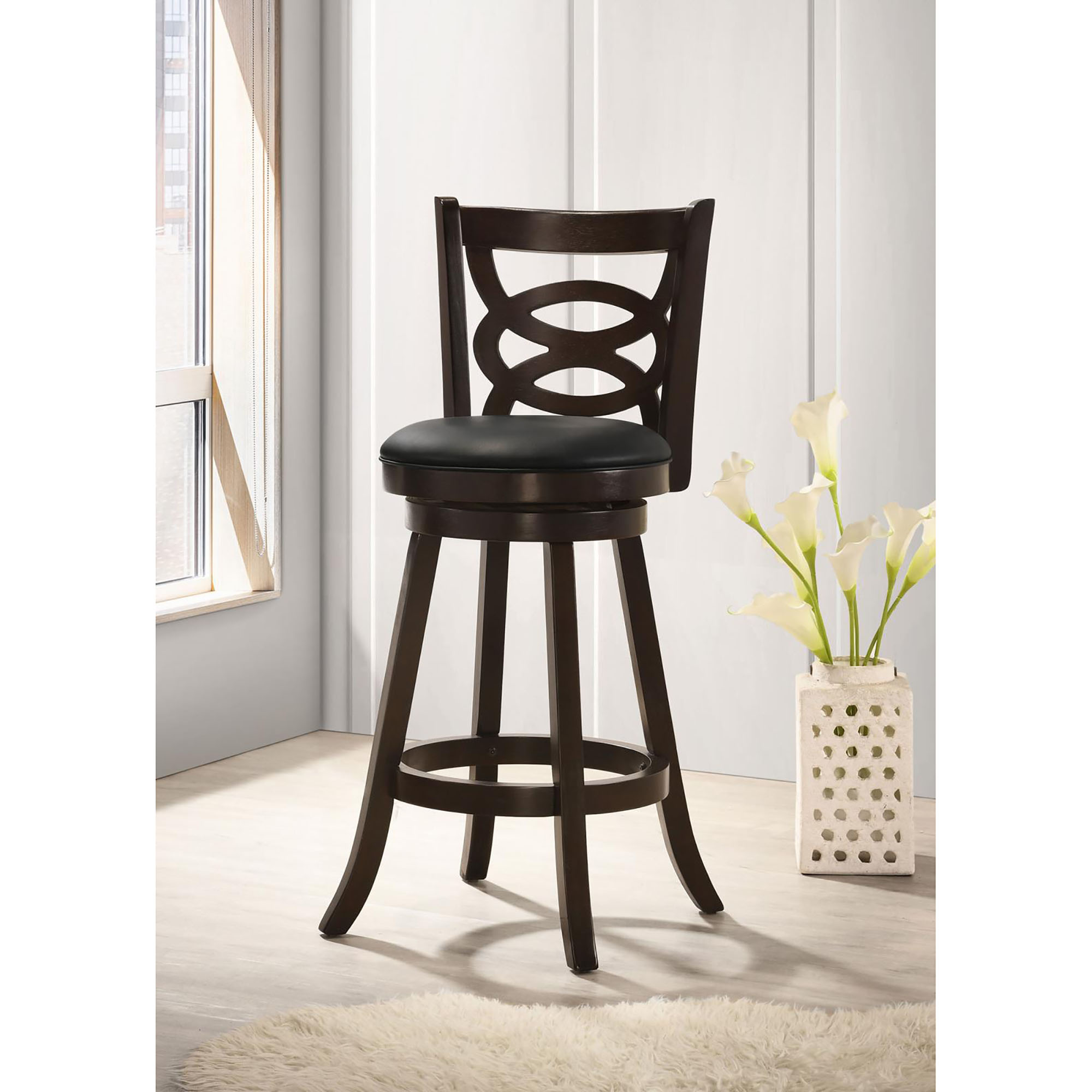 Cappuccino Swivel Bar Height Stool (Set of 2)