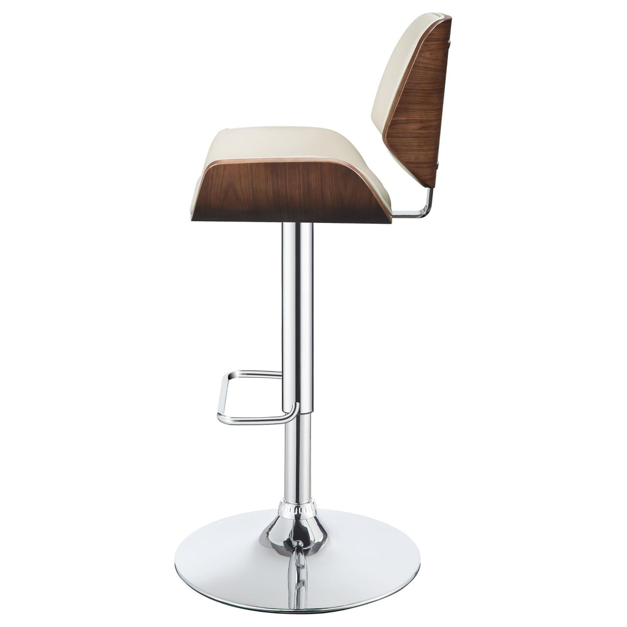 Ecru and Chrome Adjustable Bar Stool