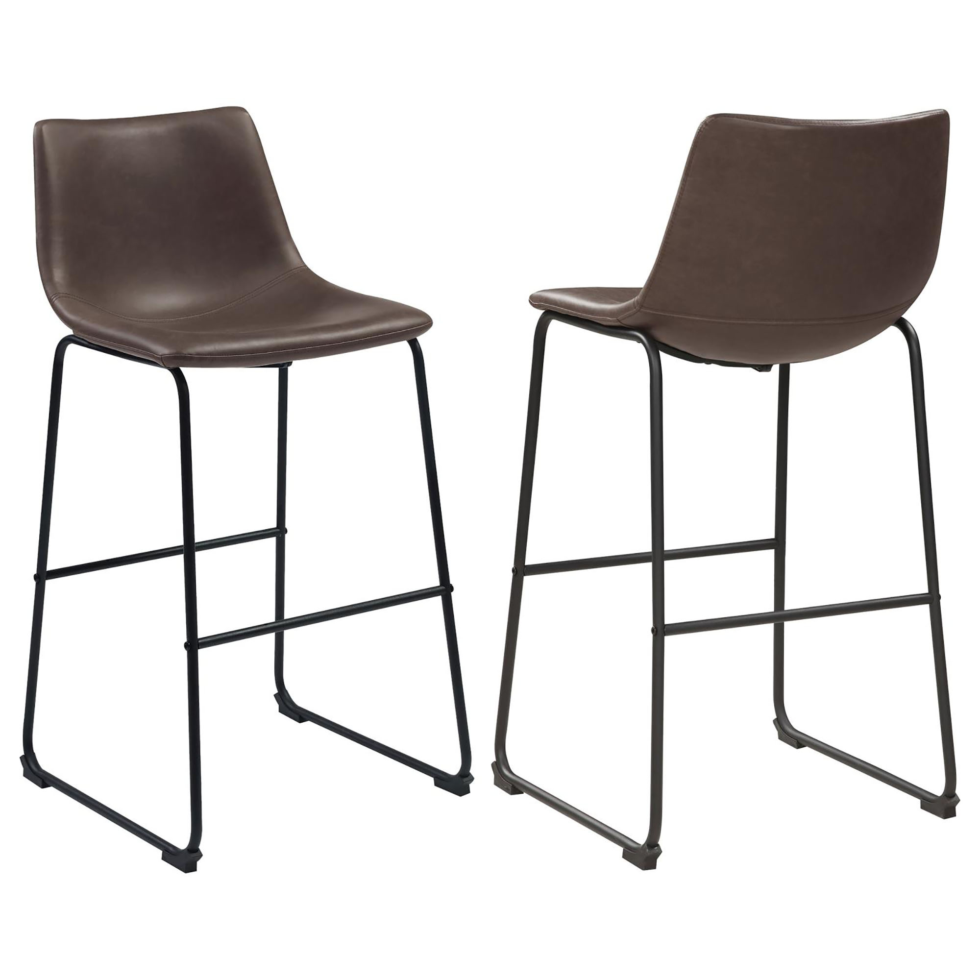 Brown and Black Armless Bar Stool (Set of 2)