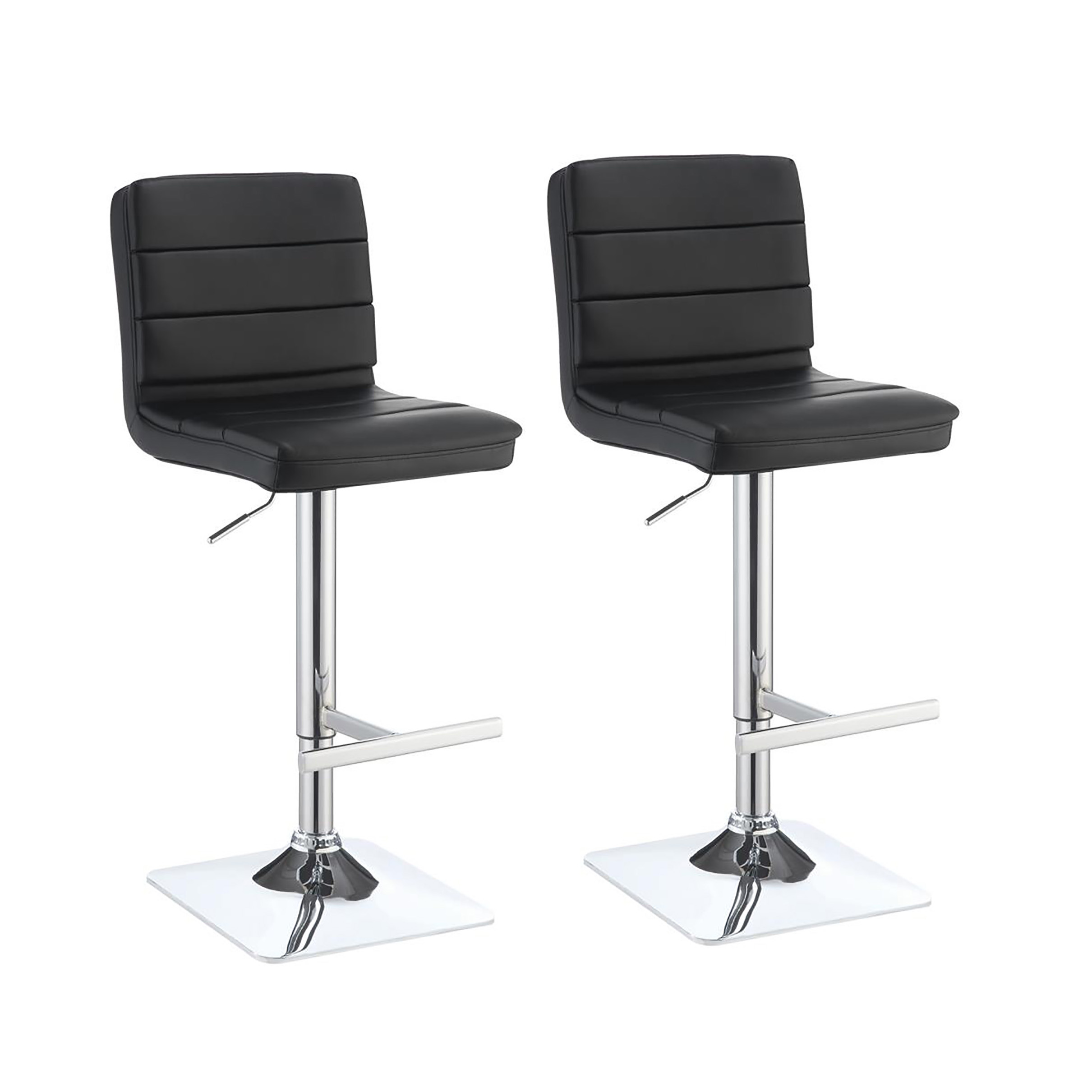 Black and Chrome Adjustable Bar Stool (Set of 2)