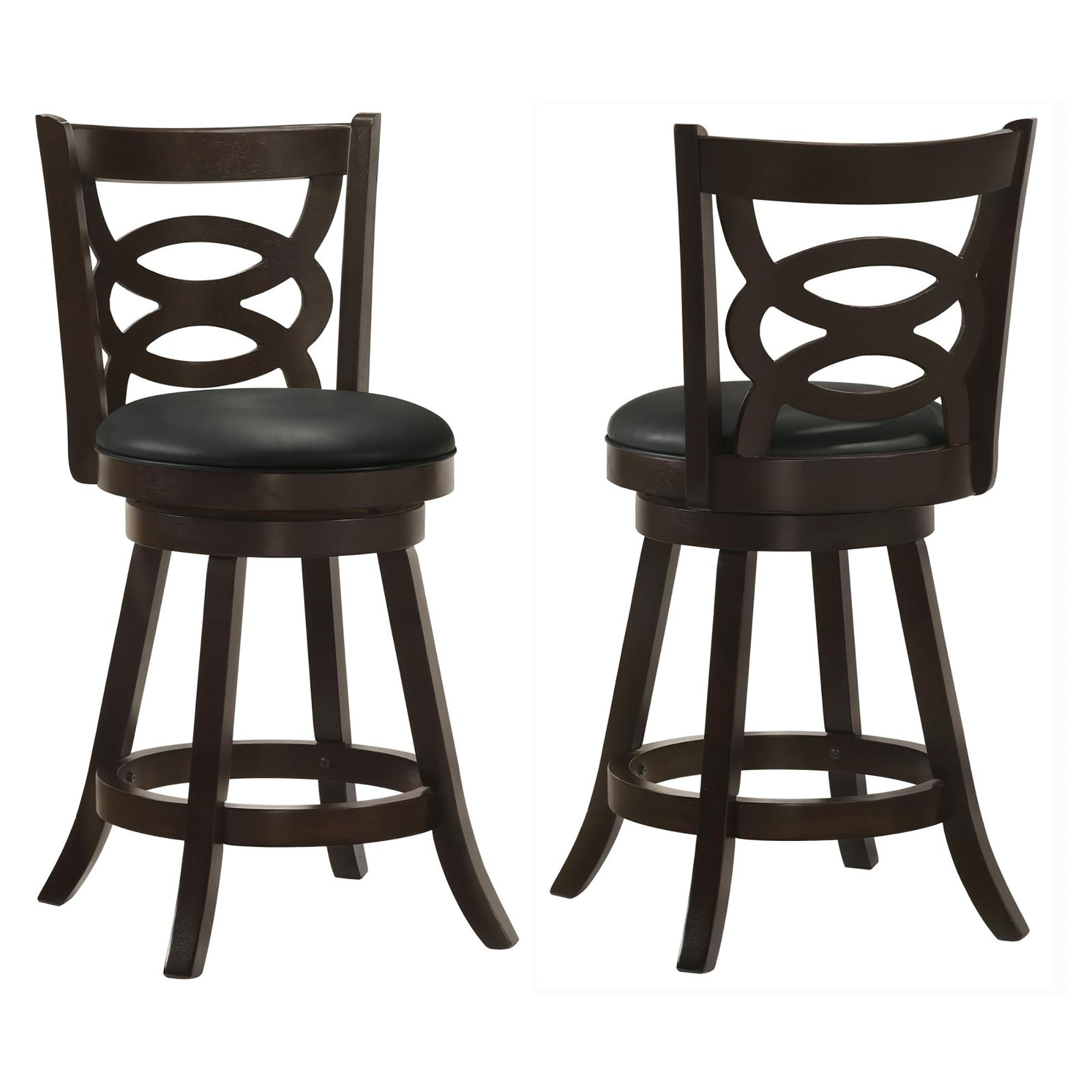 Cappuccino and Black Swivel Counter Height Stool (Set of 2)