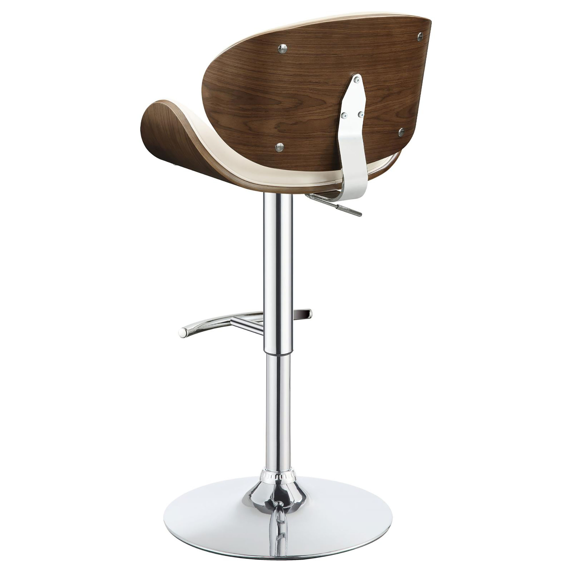 Ecru and Chrome Adjustable Bar Stool