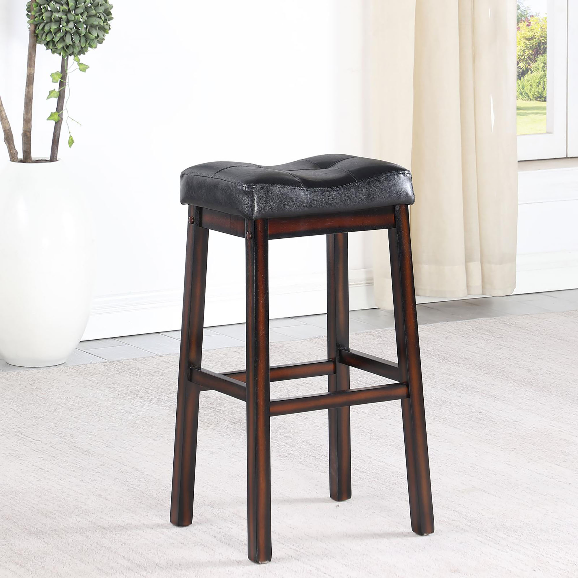 Black and Cappuccino Upholestered Bar Stool (Set of 2)