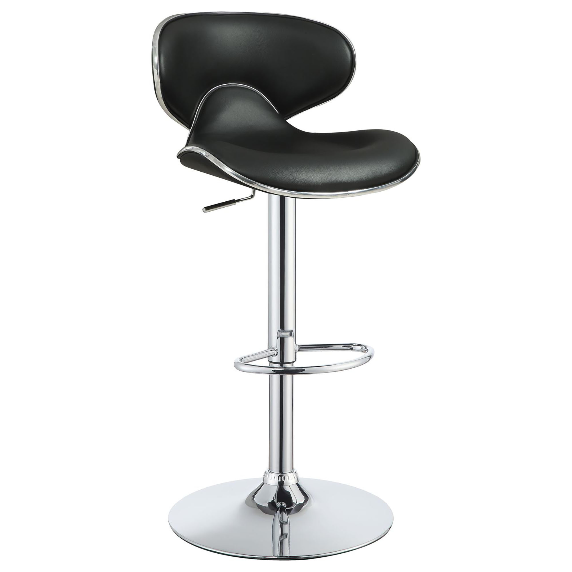 Black and Chrome Adjustable Bar Stool (Set of 2)