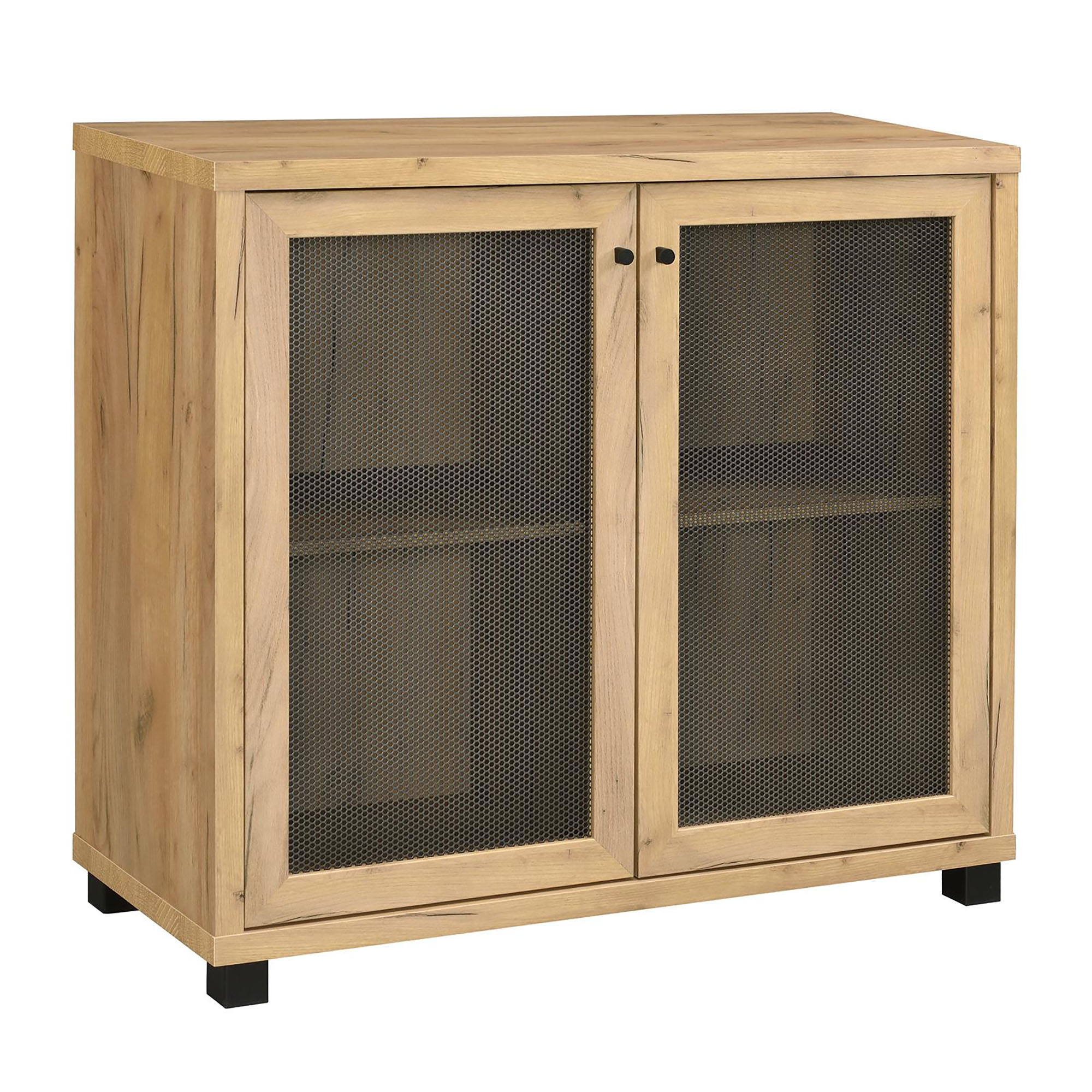 Golden Oak Accent Cabinet with Mesh Door