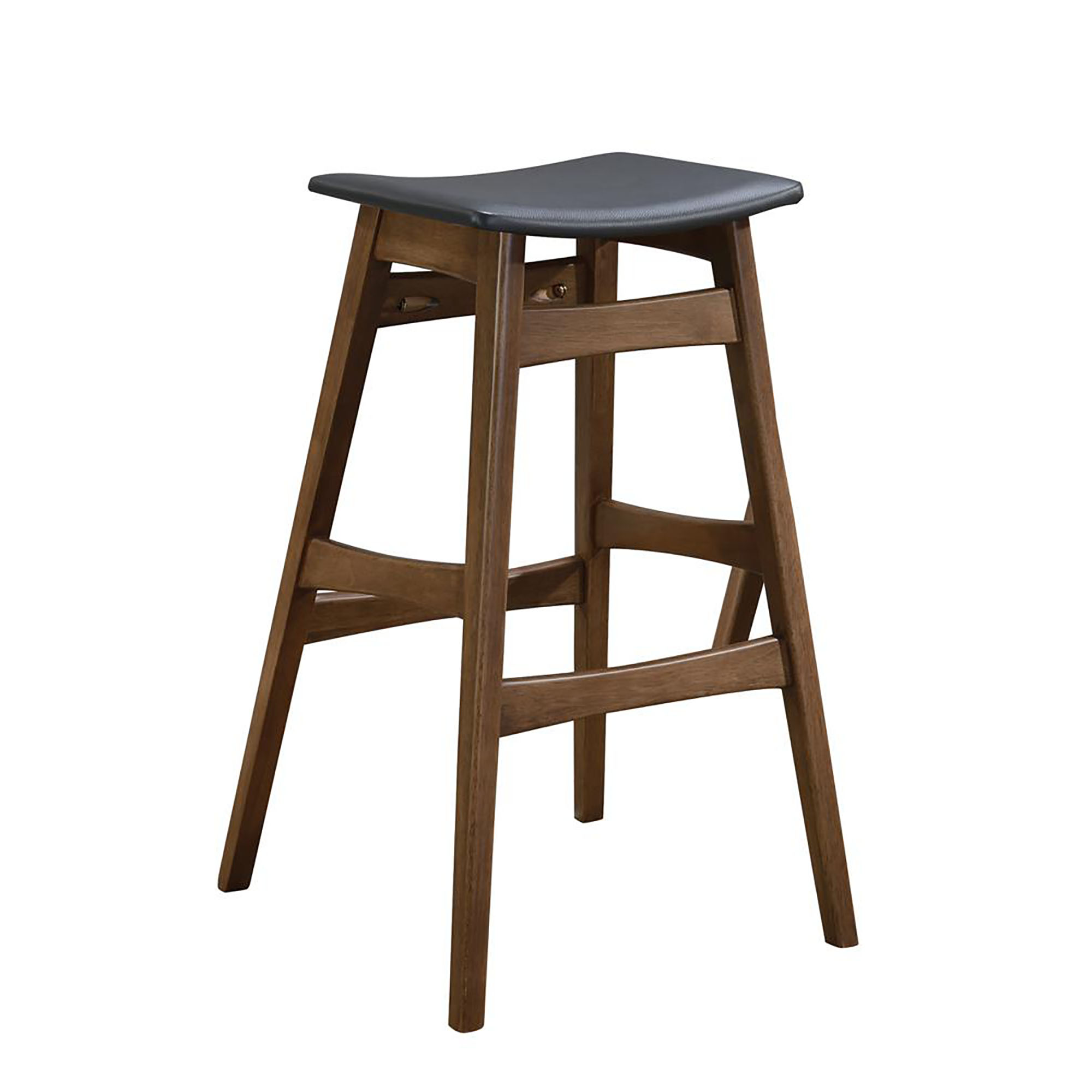 Dark Grey and Natural Walnut Bar Height Stool (Set of 2)