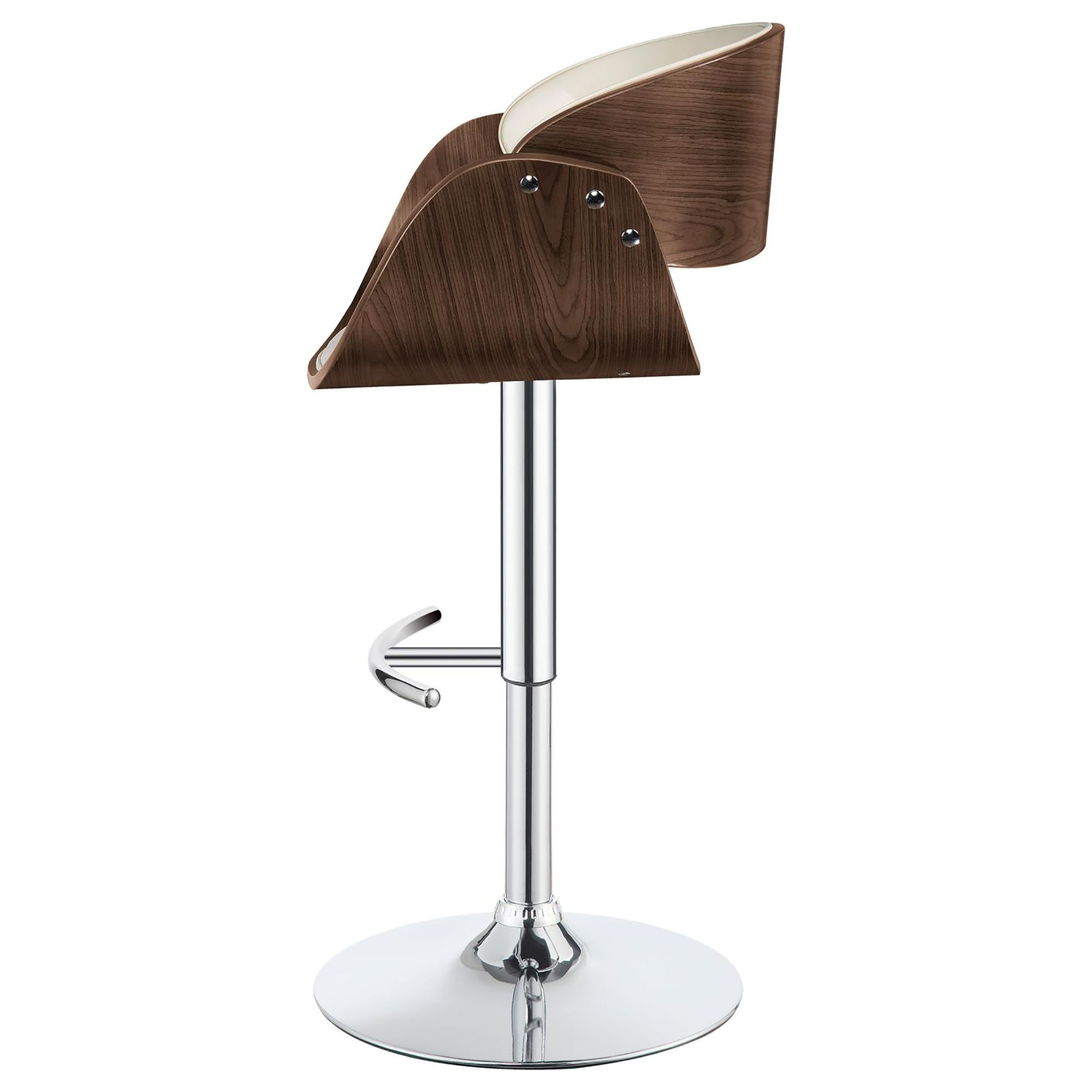 Ecru and Chrome Adjustable Bar Stool