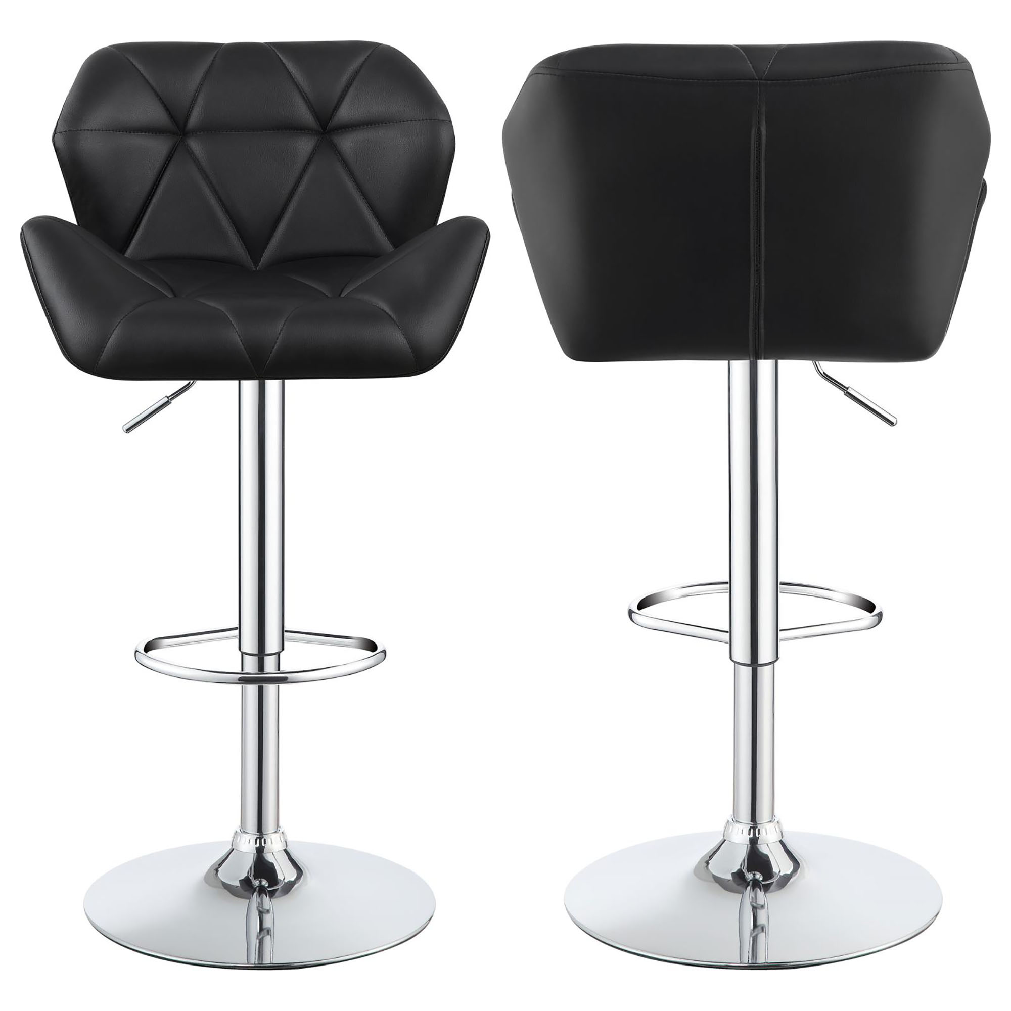 Chrome and Black Adjustable Bar Stool (Set of 2)