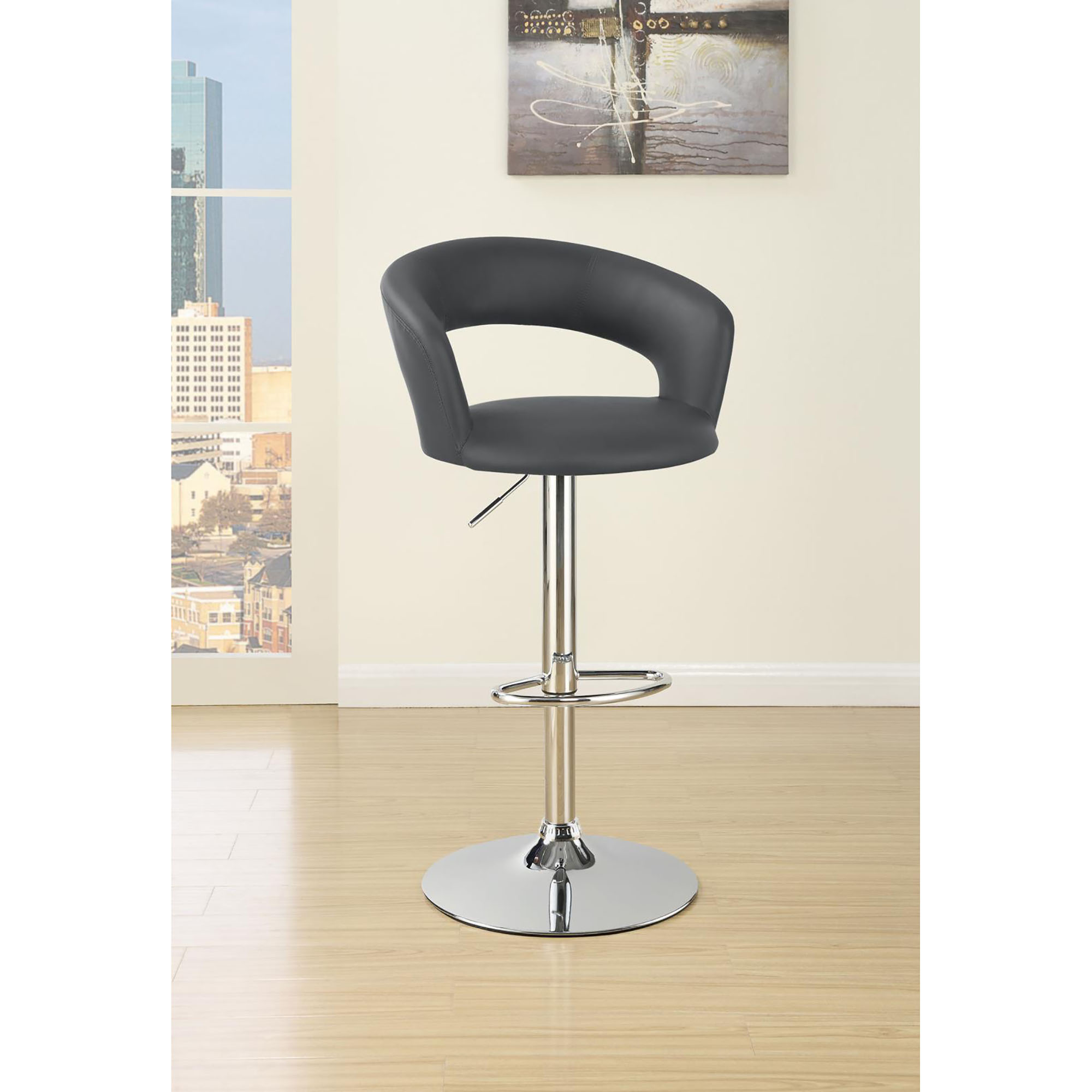 Grey and Chrome Adjustable Bar Stool