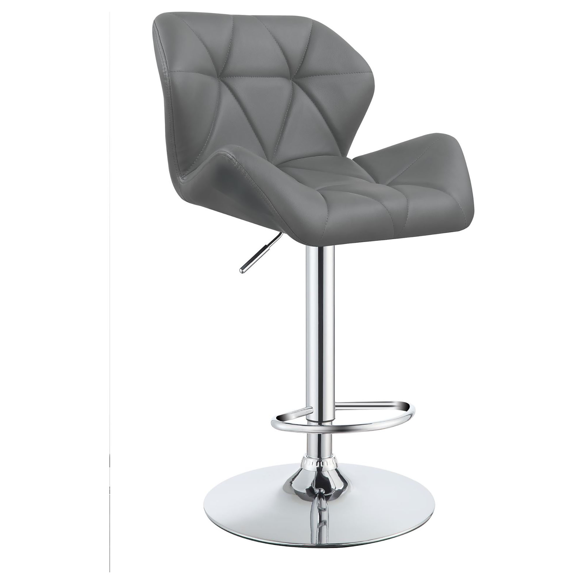 Chrome and Grey Adjustable Bar Stool (Set of 2)