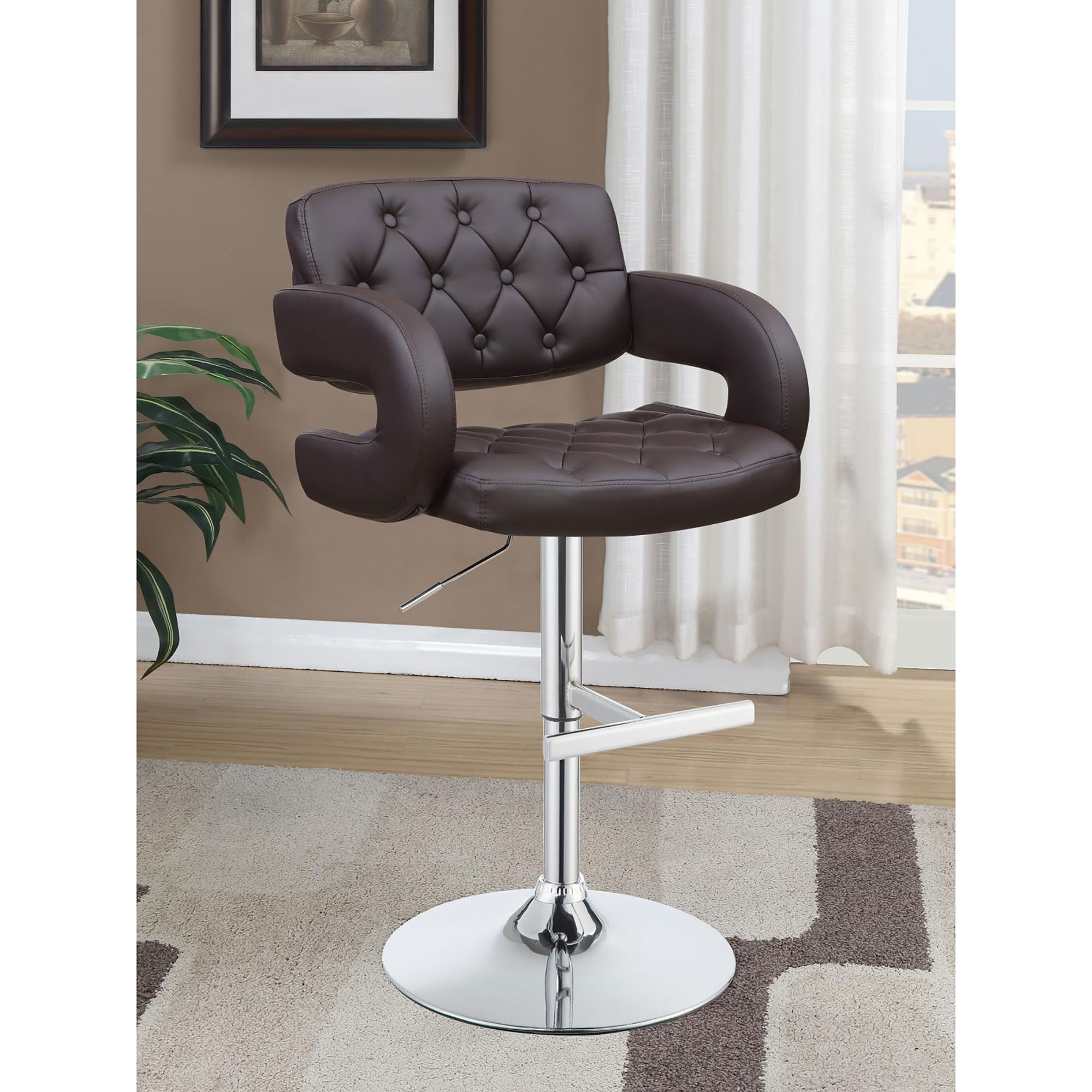 Brown and Chrome Adjustable Bar Stool