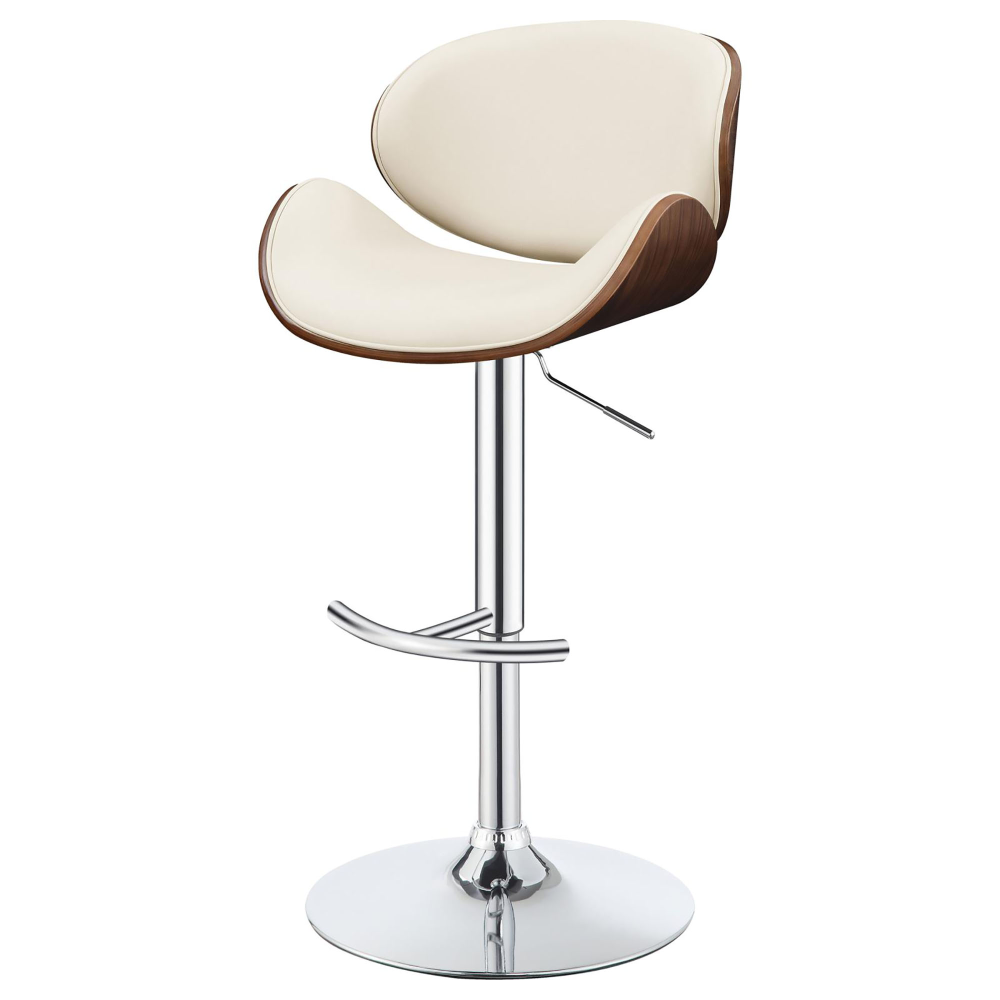 Ecru and Chrome Adjustable Bar Stool