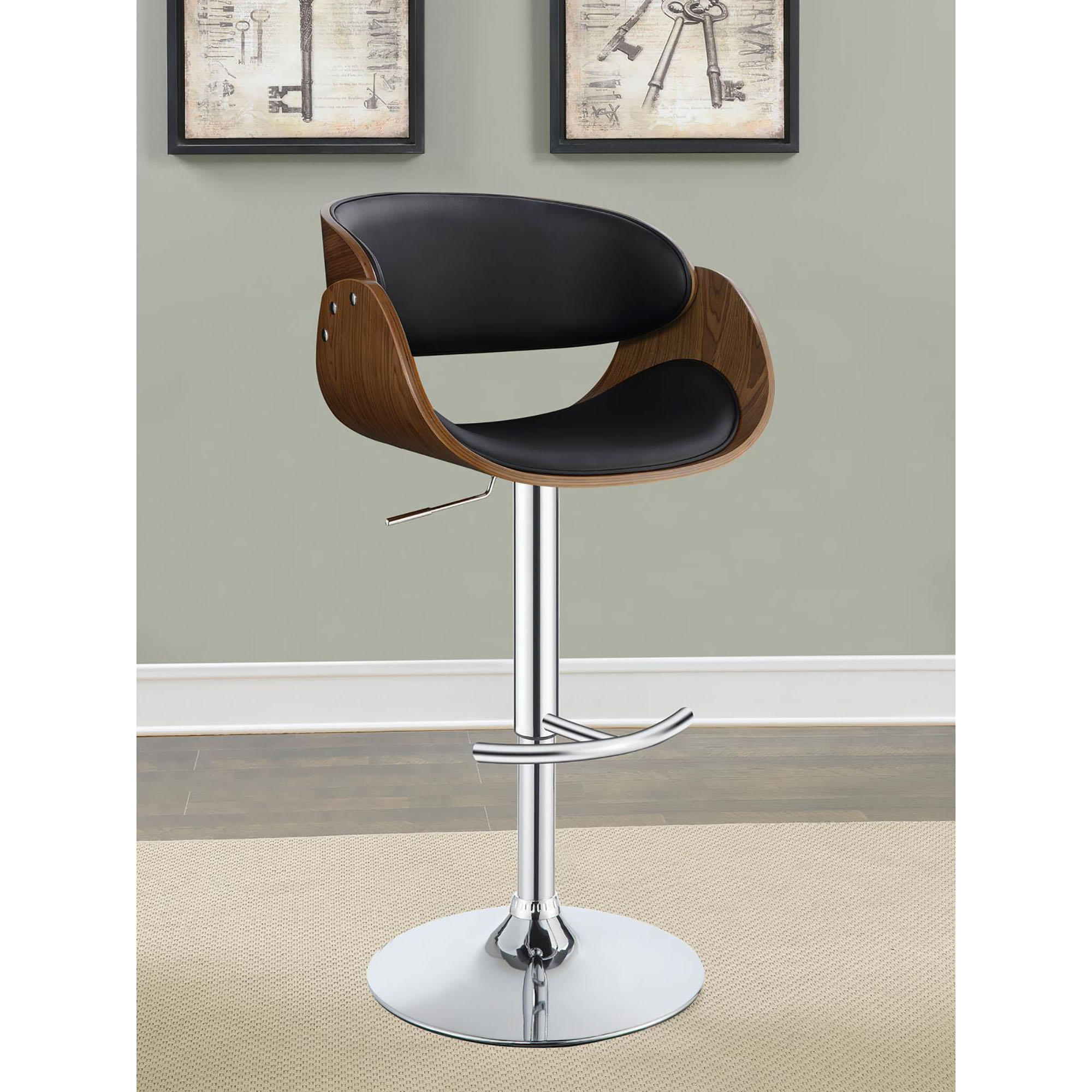 Black and Chrome Adjustable Bar Stool