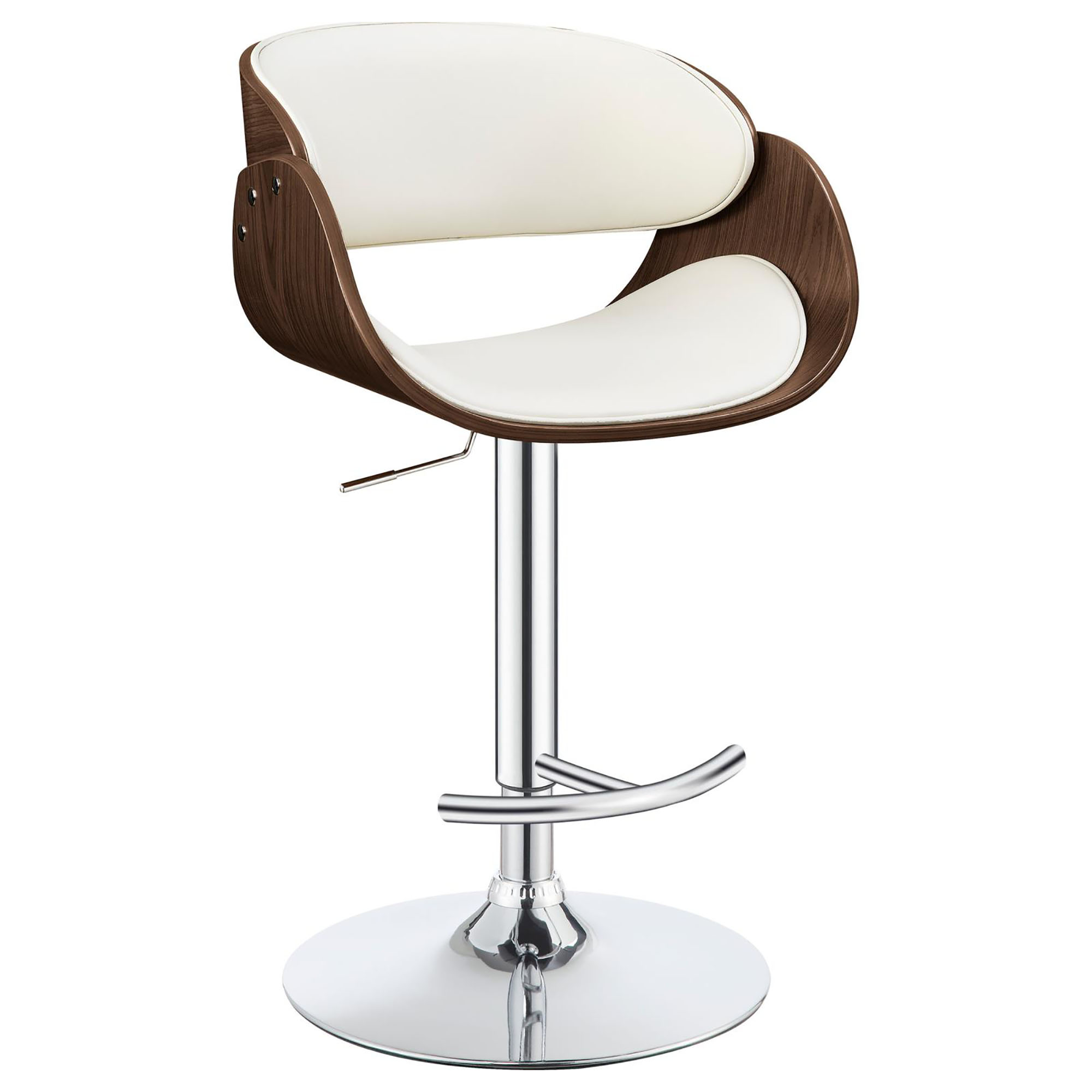 Ecru and Chrome Adjustable Bar Stool