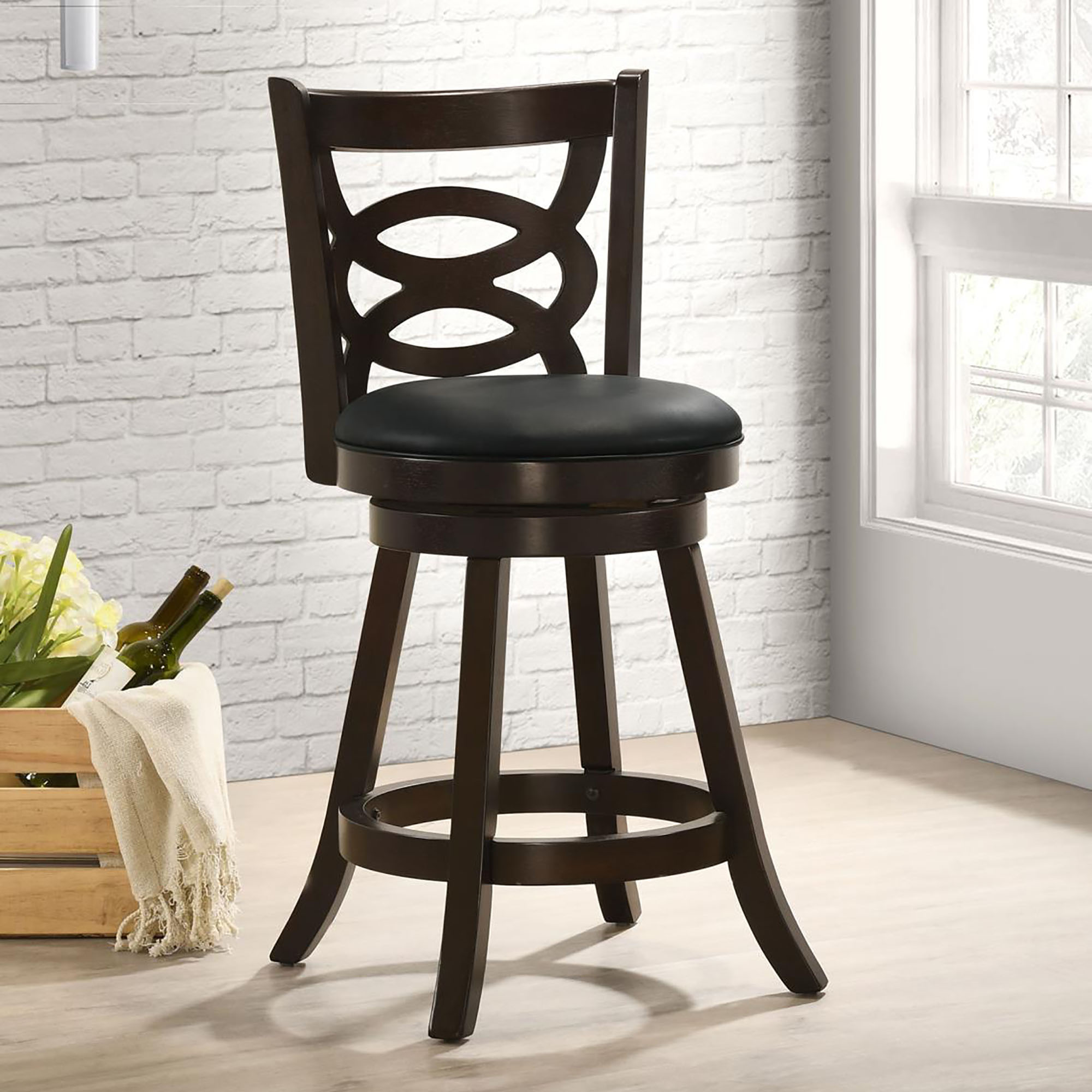 Cappuccino and Black Swivel Counter Height Stool (Set of 2)