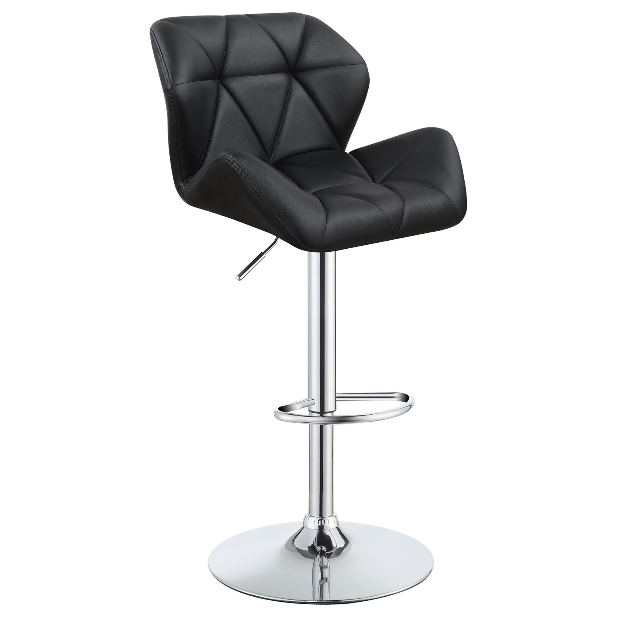 Chrome and Black Adjustable Bar Stool (Set of 2)