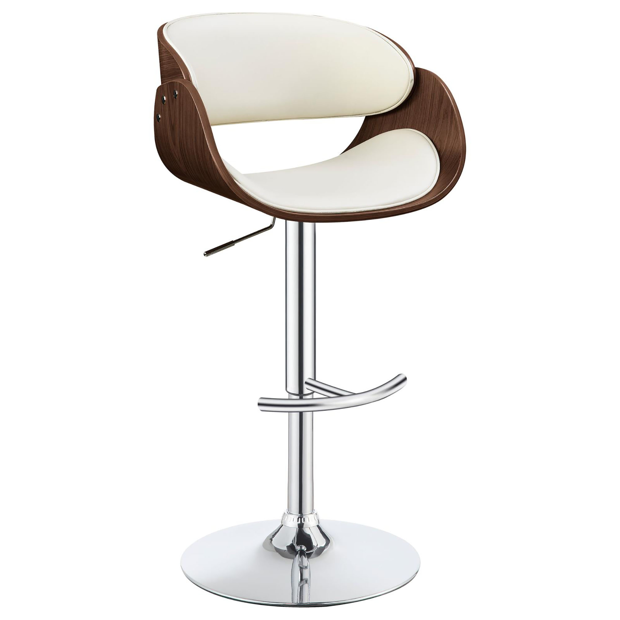 Ecru and Chrome Adjustable Bar Stool