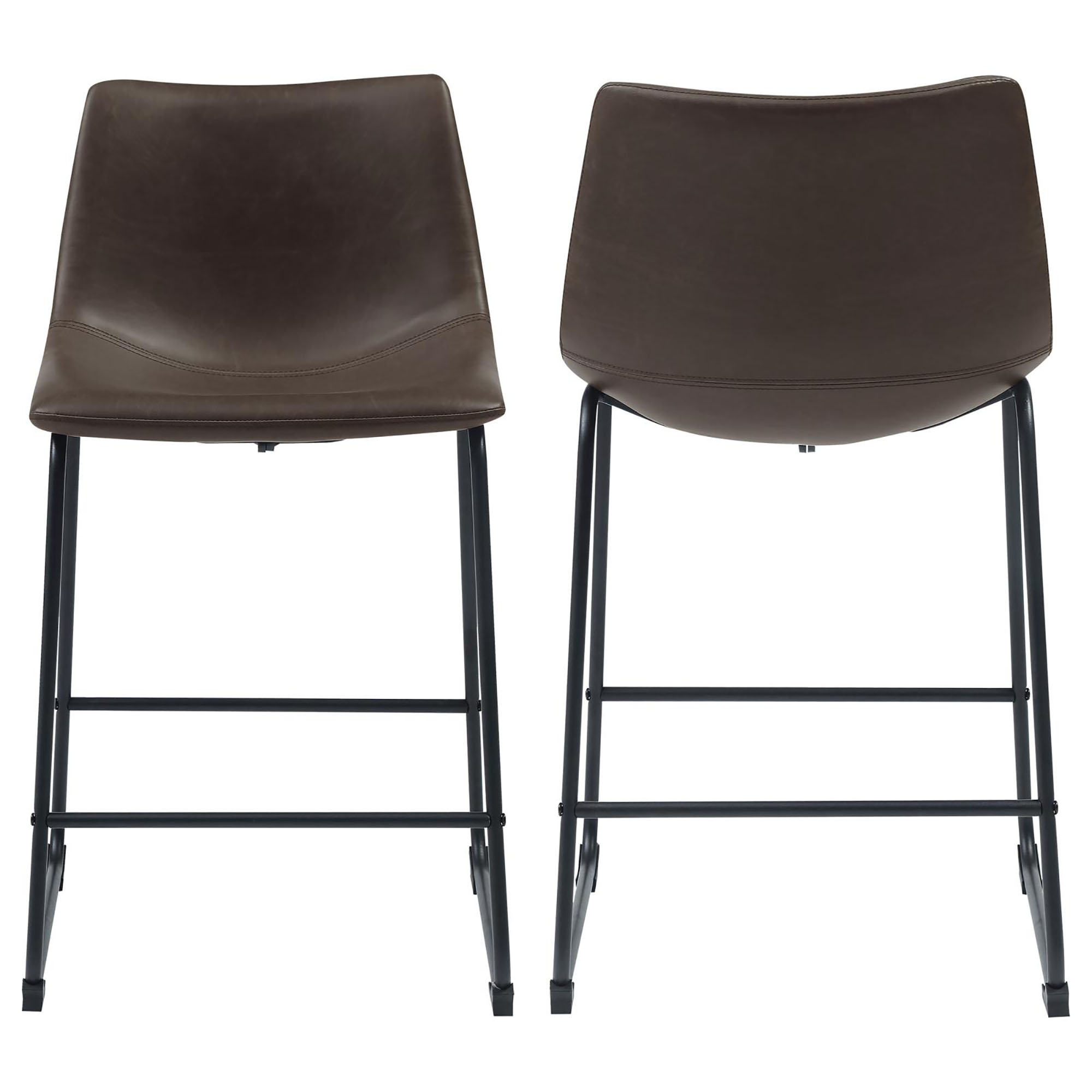 Brown and Black Armless Counter Height Stools (Set of 2)