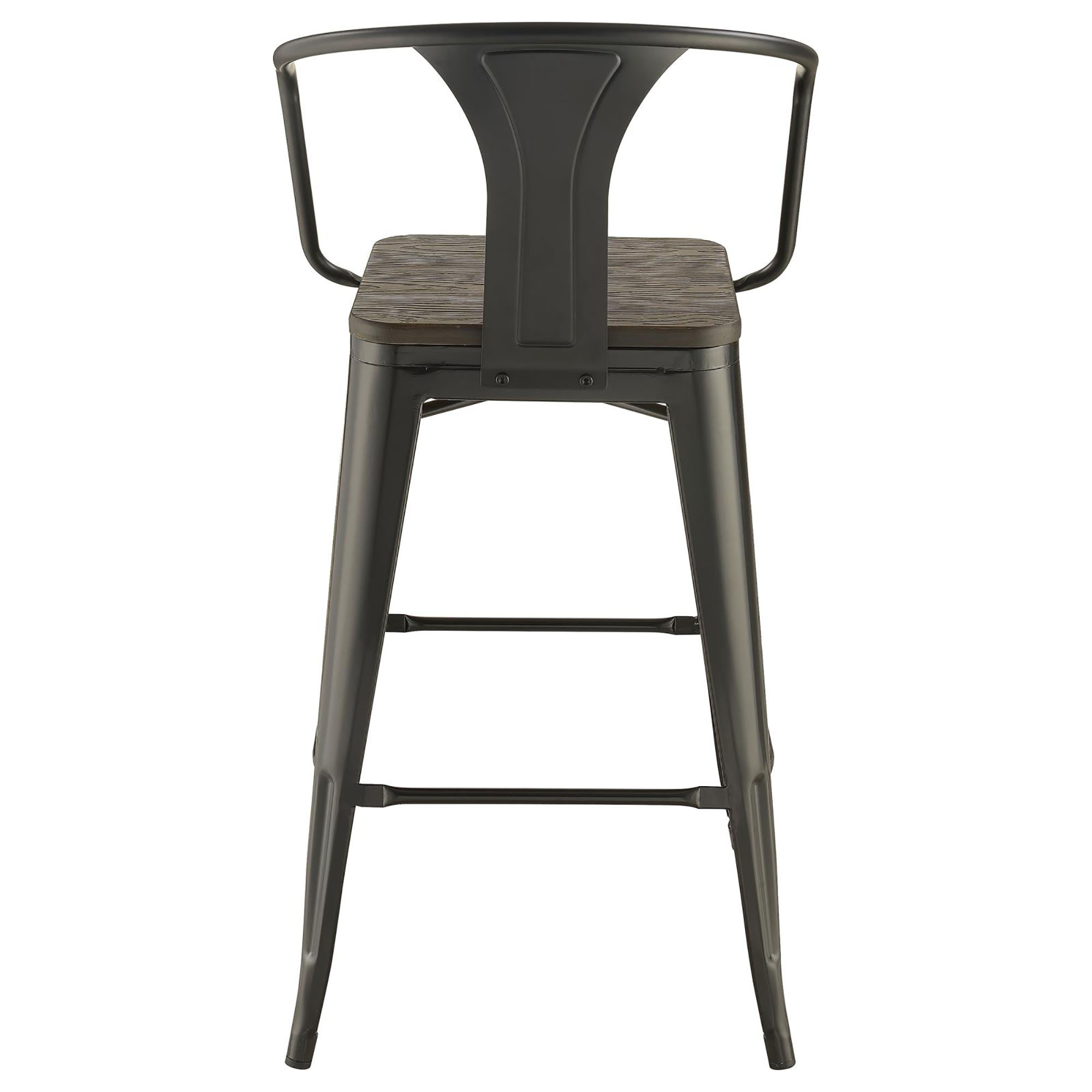 Dark Elm and Matte Black Bar Height Stool (Set of 2)