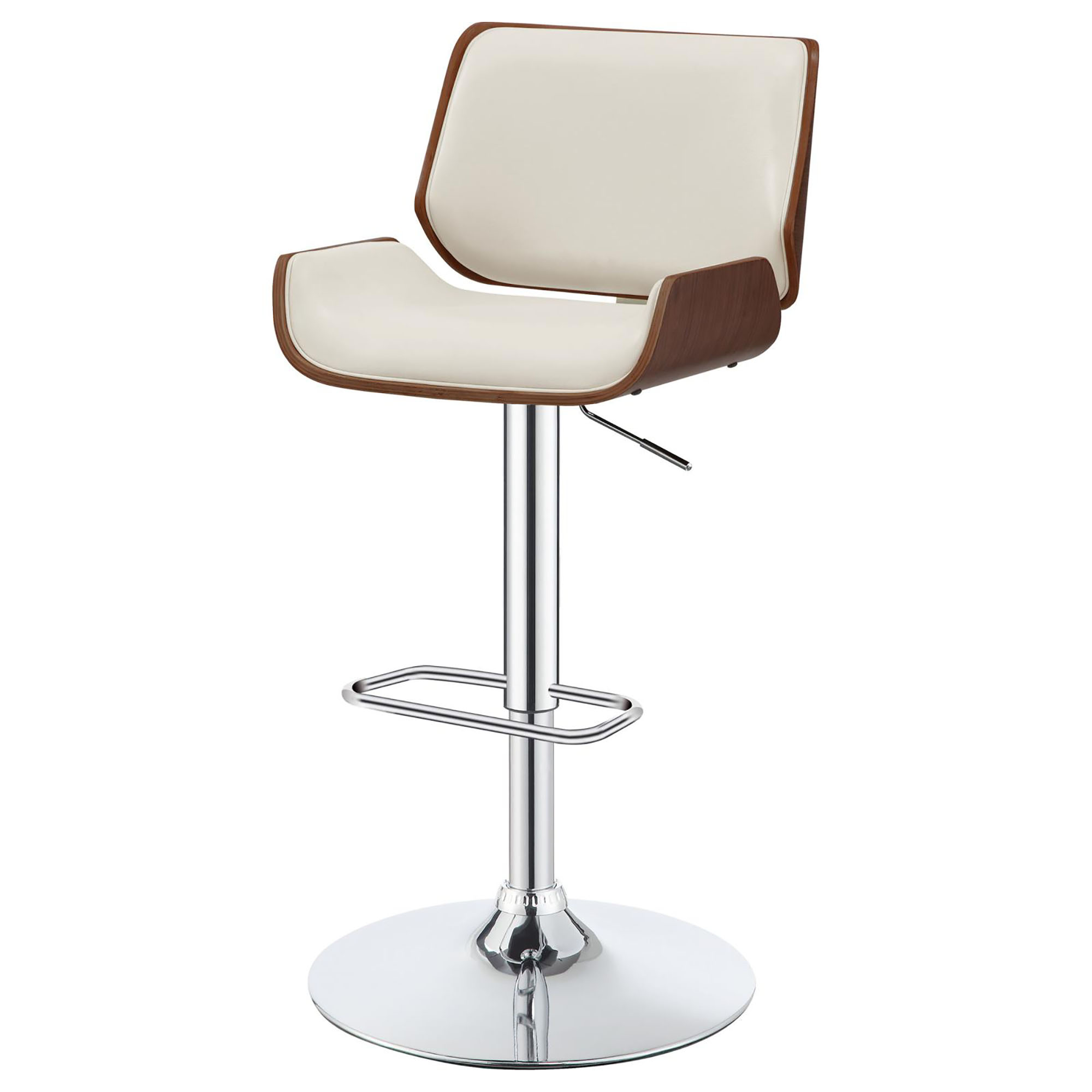 Ecru and Chrome Adjustable Bar Stool