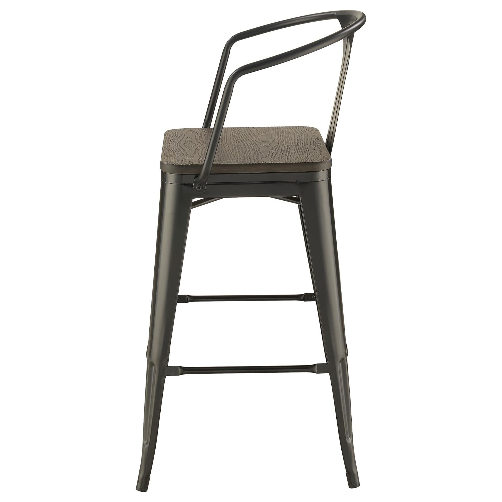 Dark Elm and Matte Black Bar Height Stool (Set of 2)