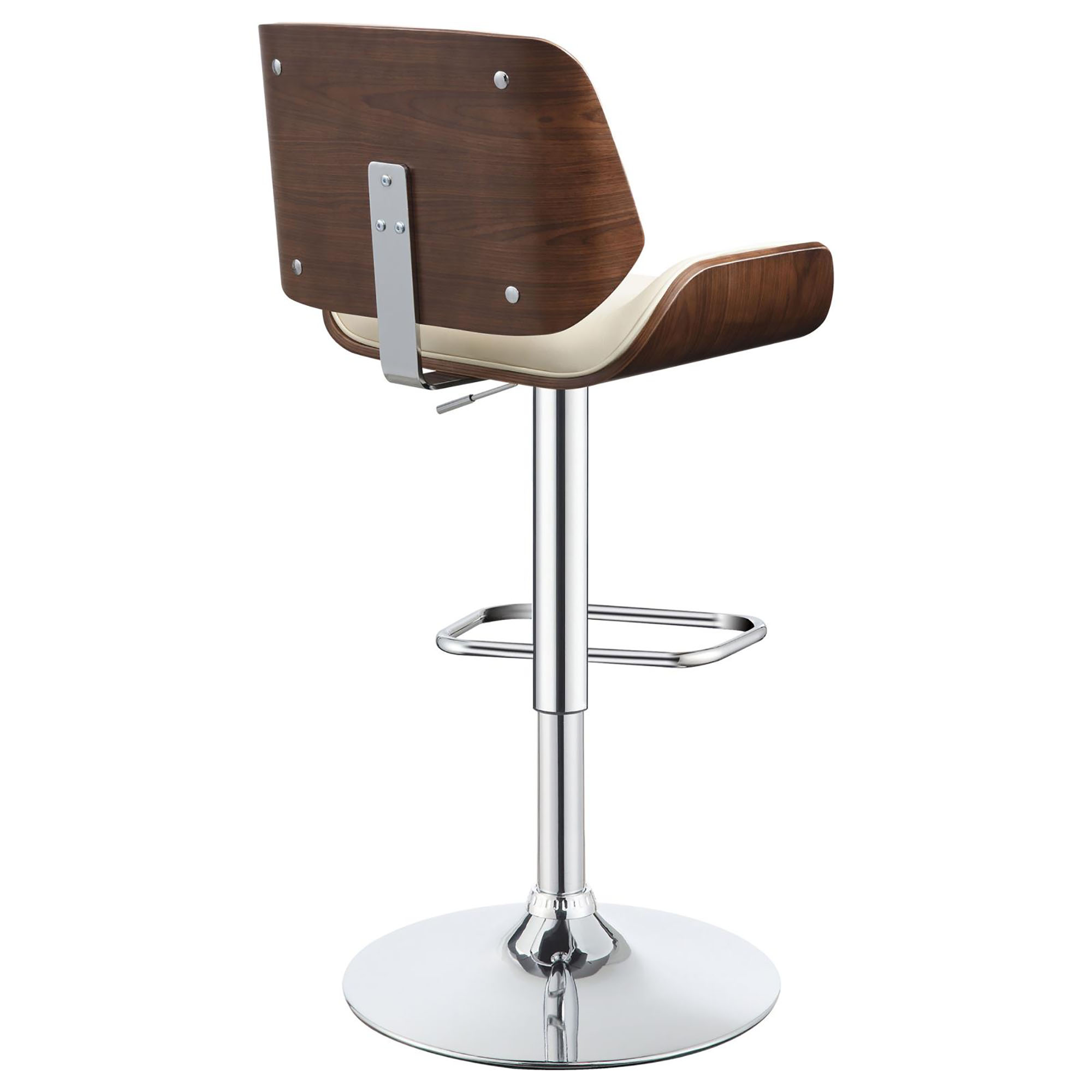 Ecru and Chrome Adjustable Bar Stool