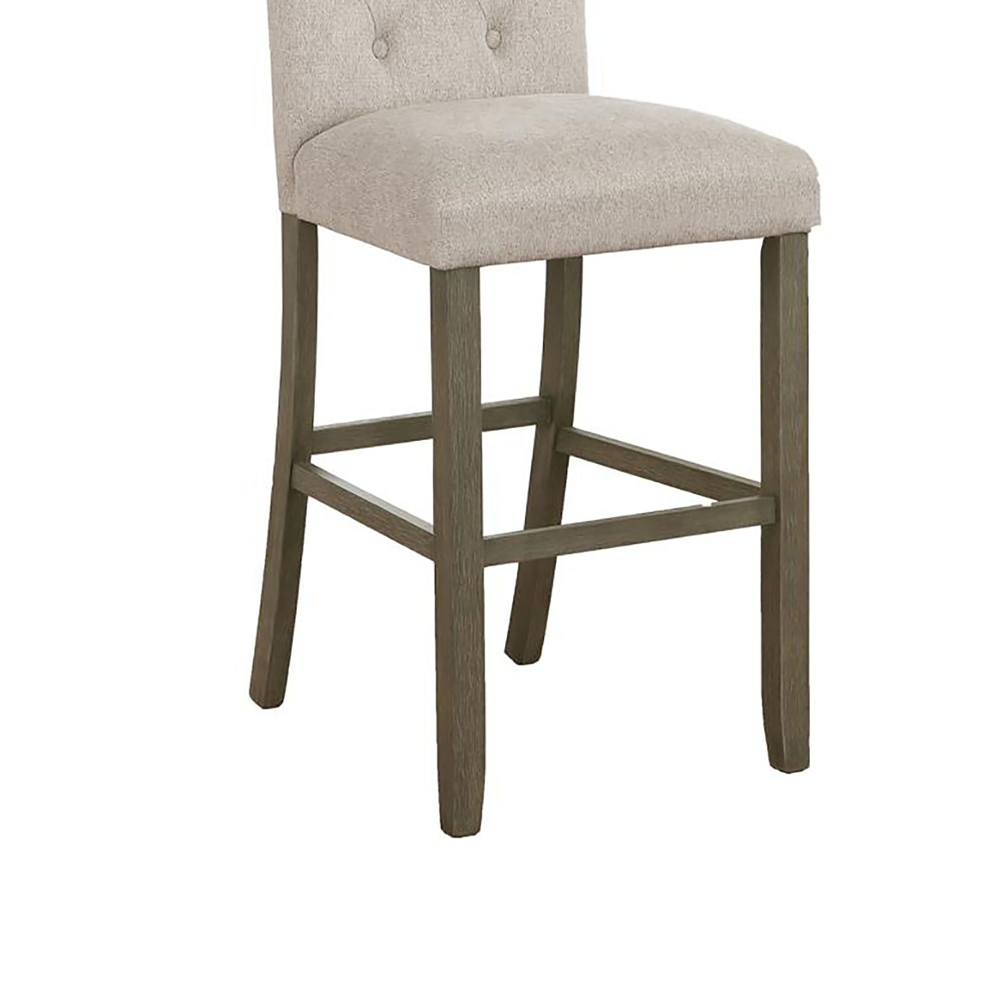 Beige and Rustic Brown Tufted Back Bar Stool (Set of 2)