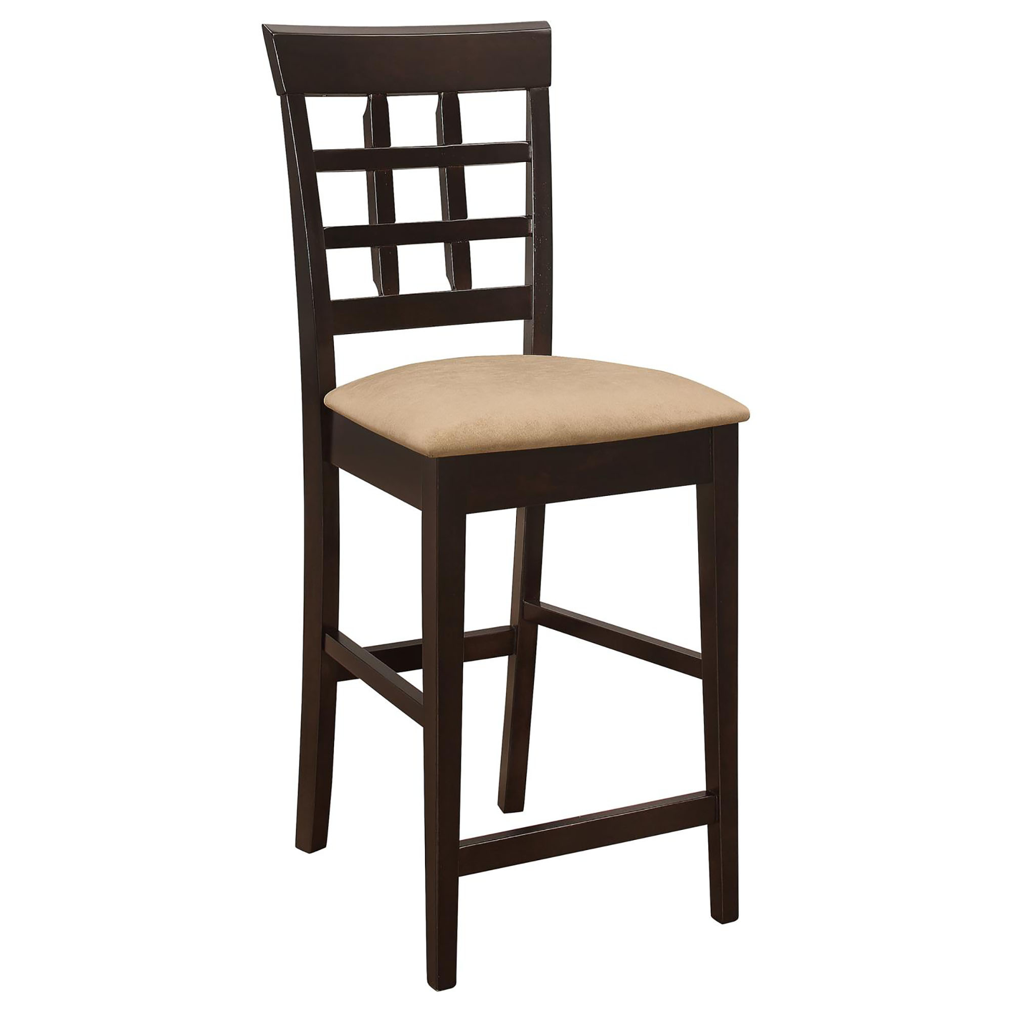 Beige and Cappuccino Upholstered Counter Height Stools (Set of 2)