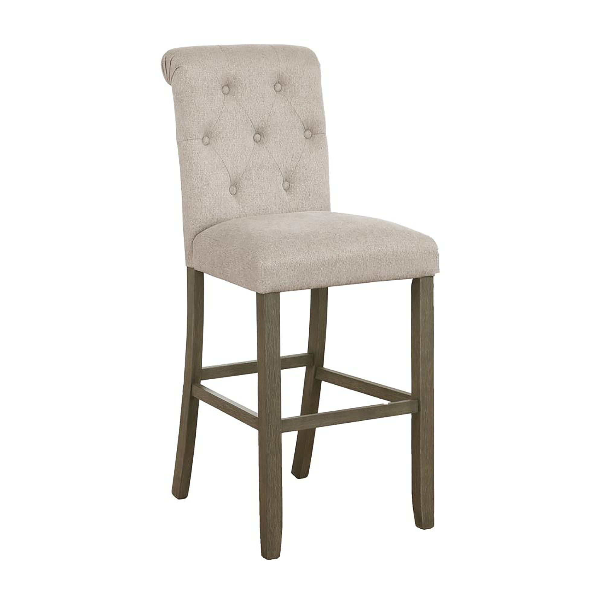 Beige and Rustic Brown Tufted Back Bar Stool (Set of 2)