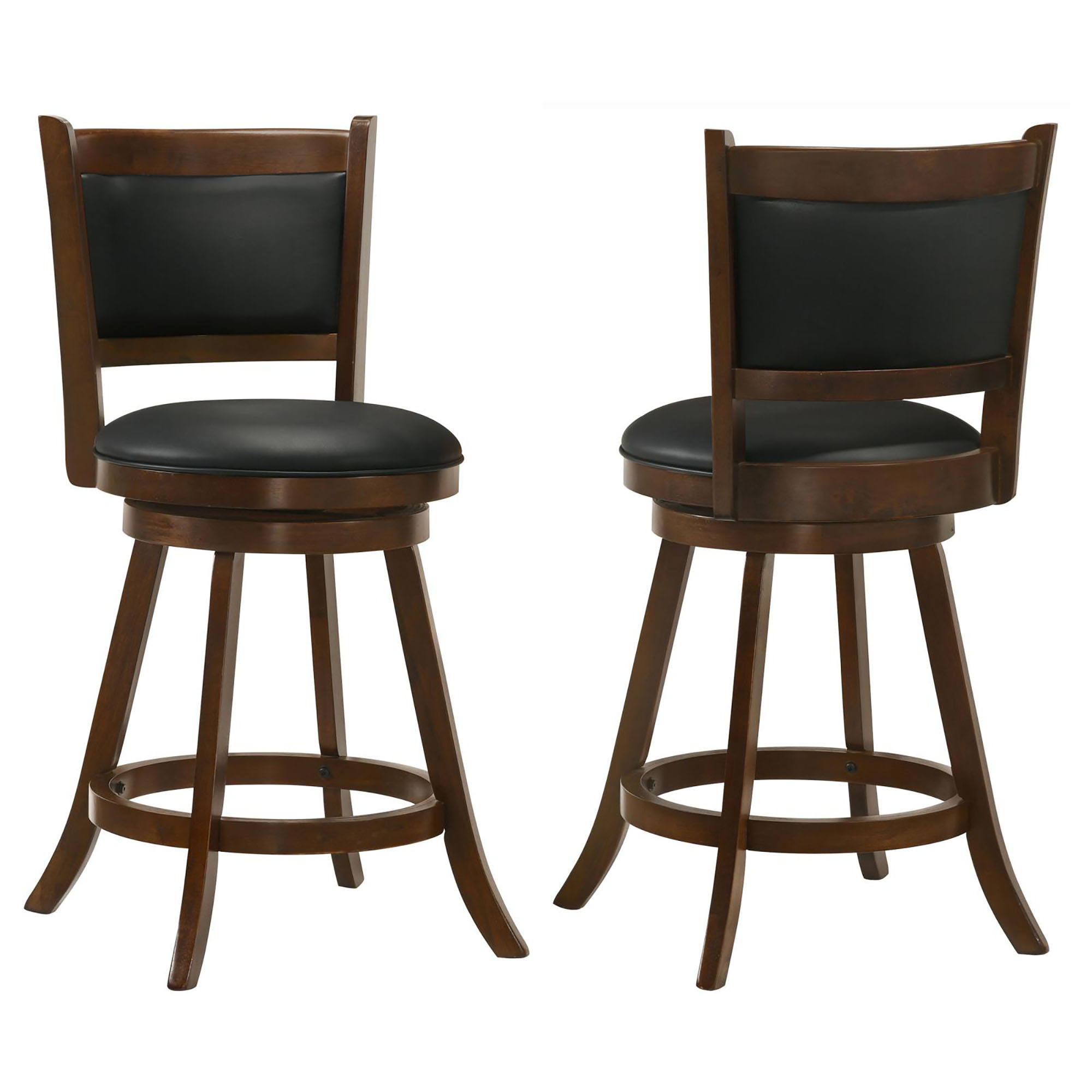 Chestnut and Black Wooden Swivel Stool (Set of 2)