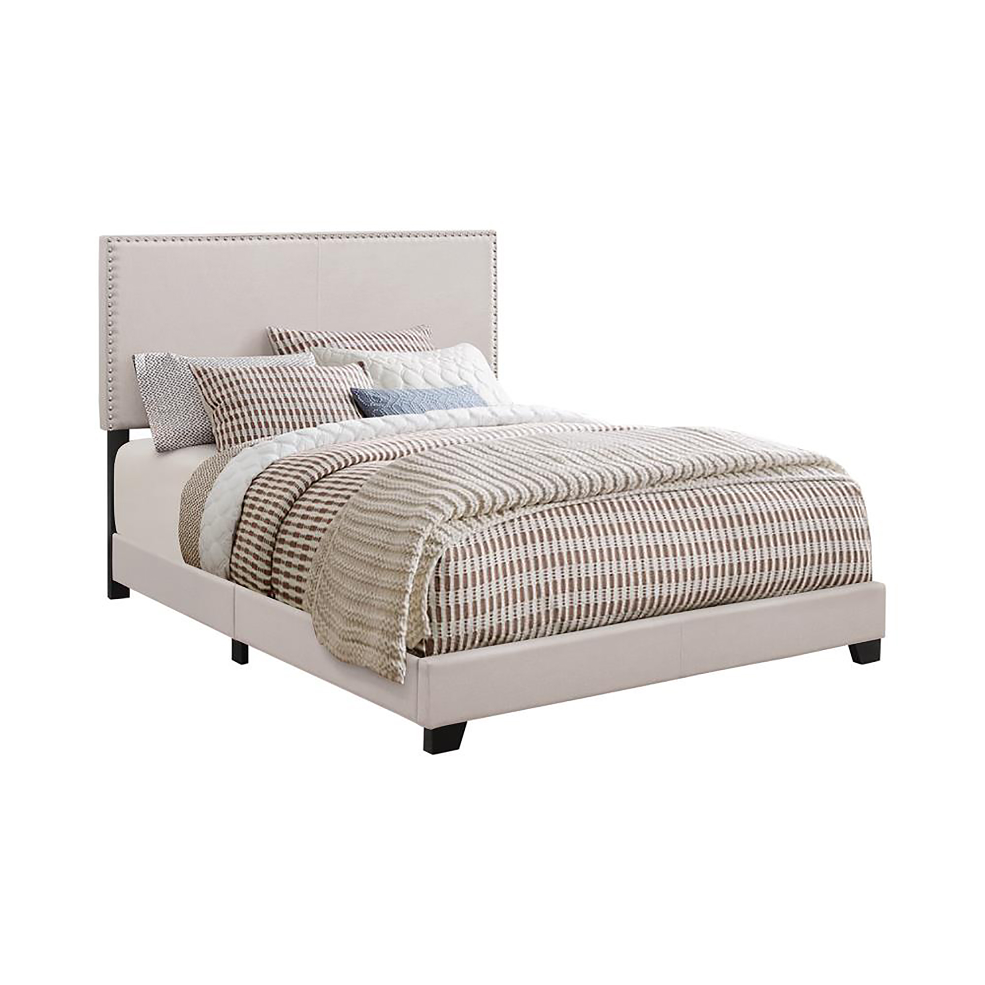 Ivory Twin Bed with Nailhead Trim