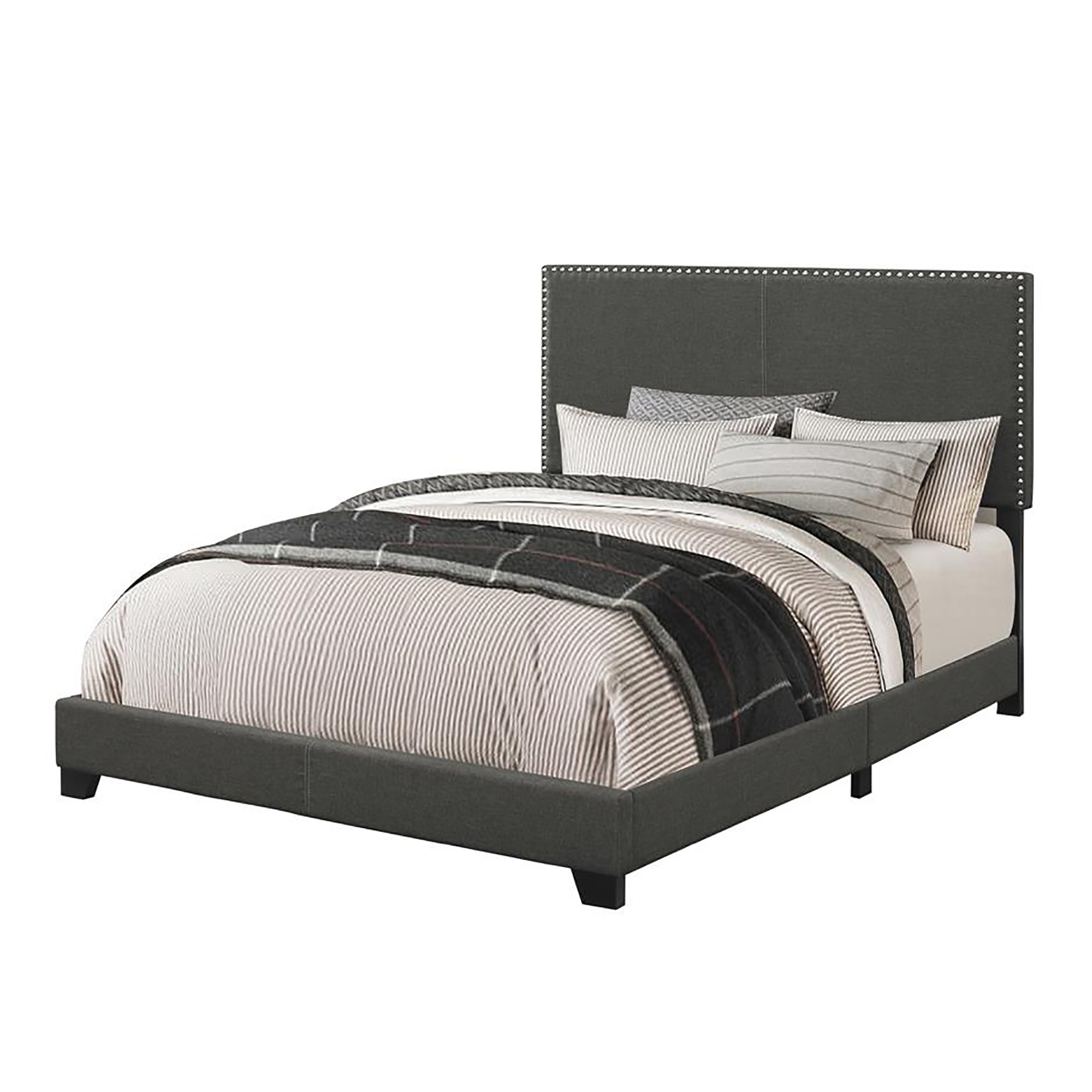 Charcoal Full Bed with Nailhead Trim