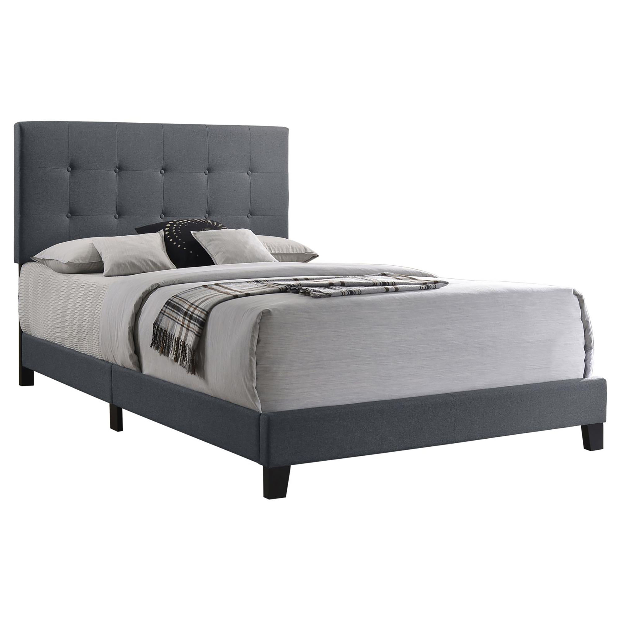 Grey Tufted Queen Panel Bed