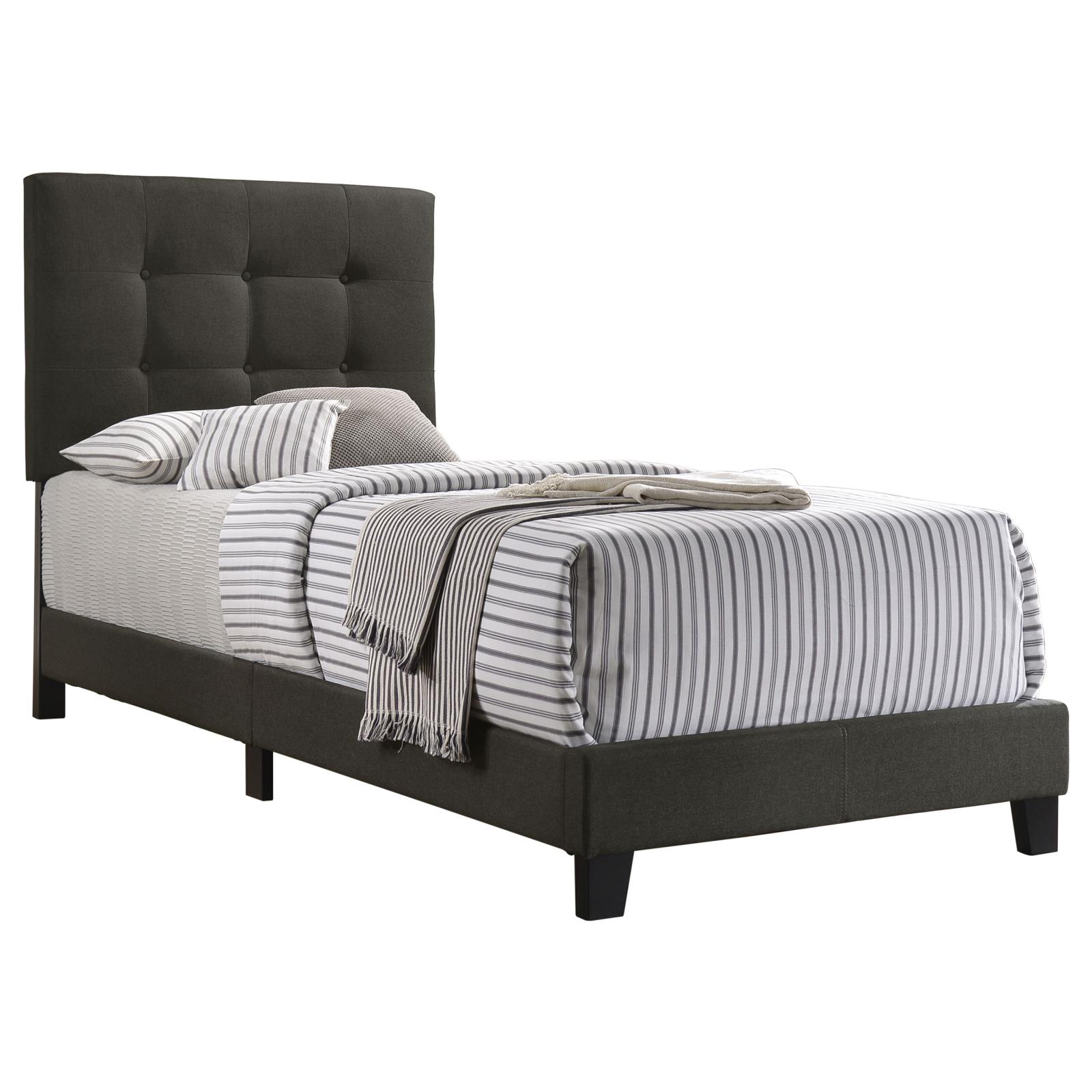 Charcoal Tufted Twin Panel Bed