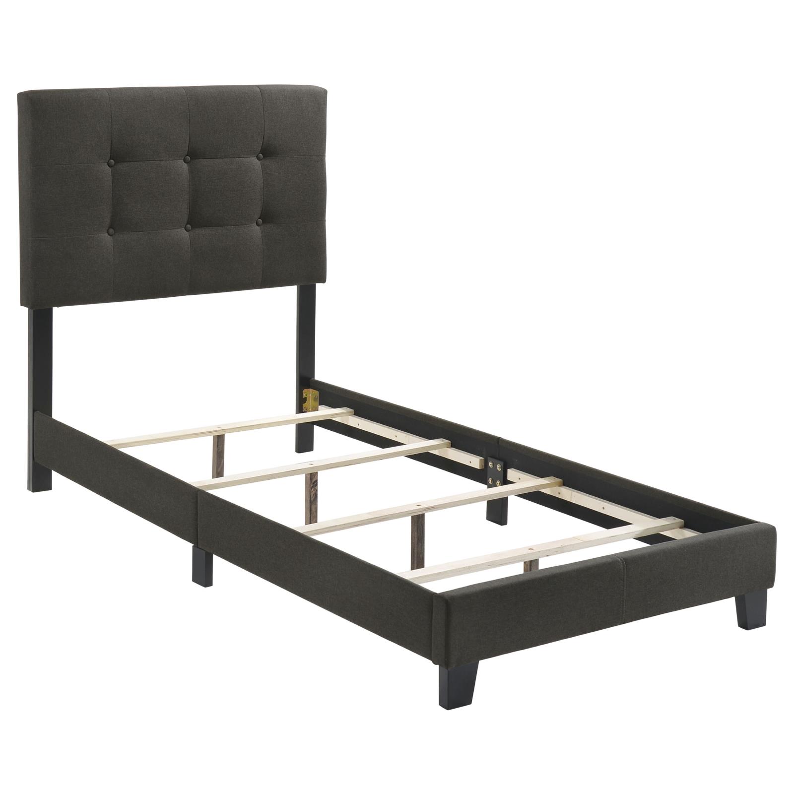 Charcoal Tufted Twin Panel Bed