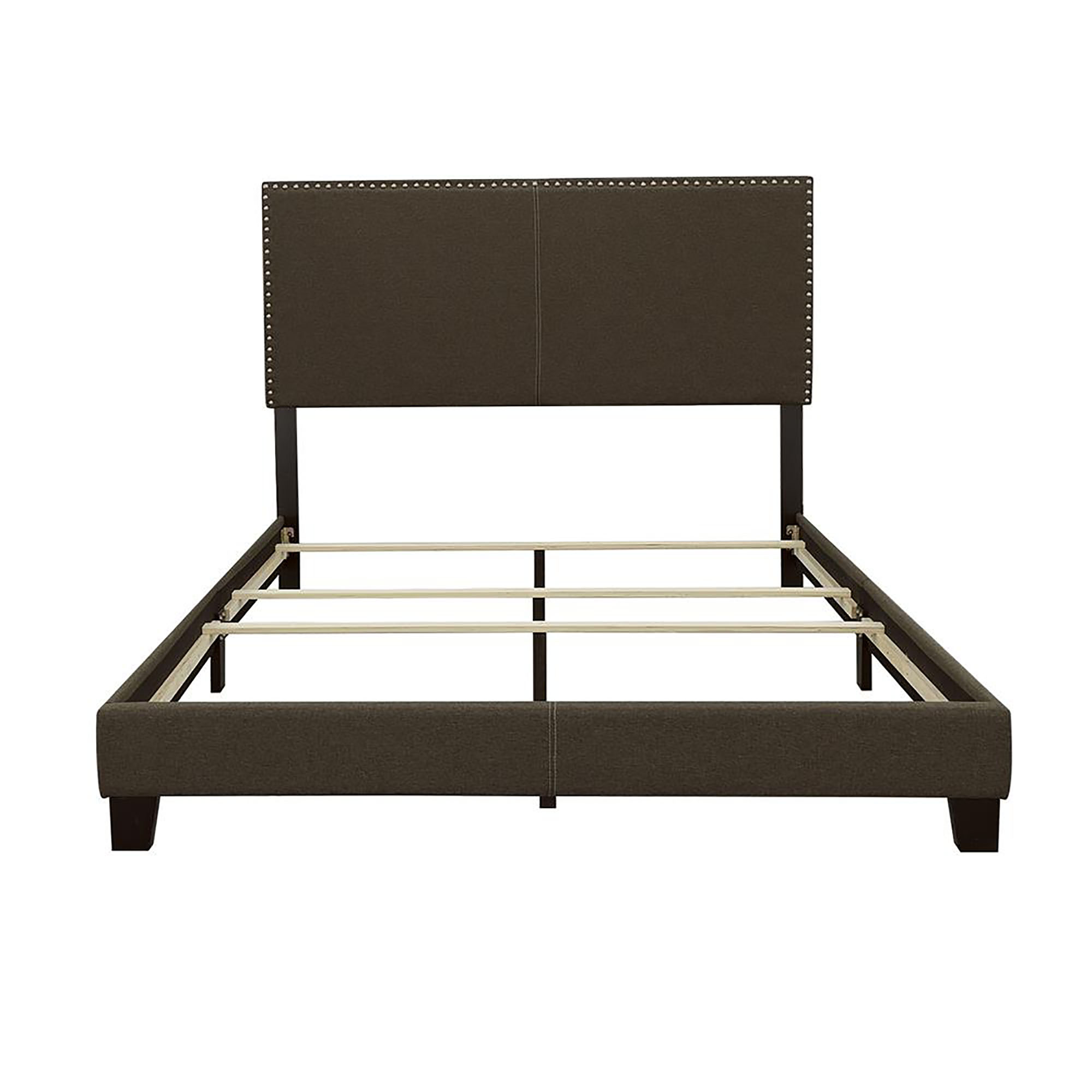 Charcoal Twin Bed with Nailhead Trim