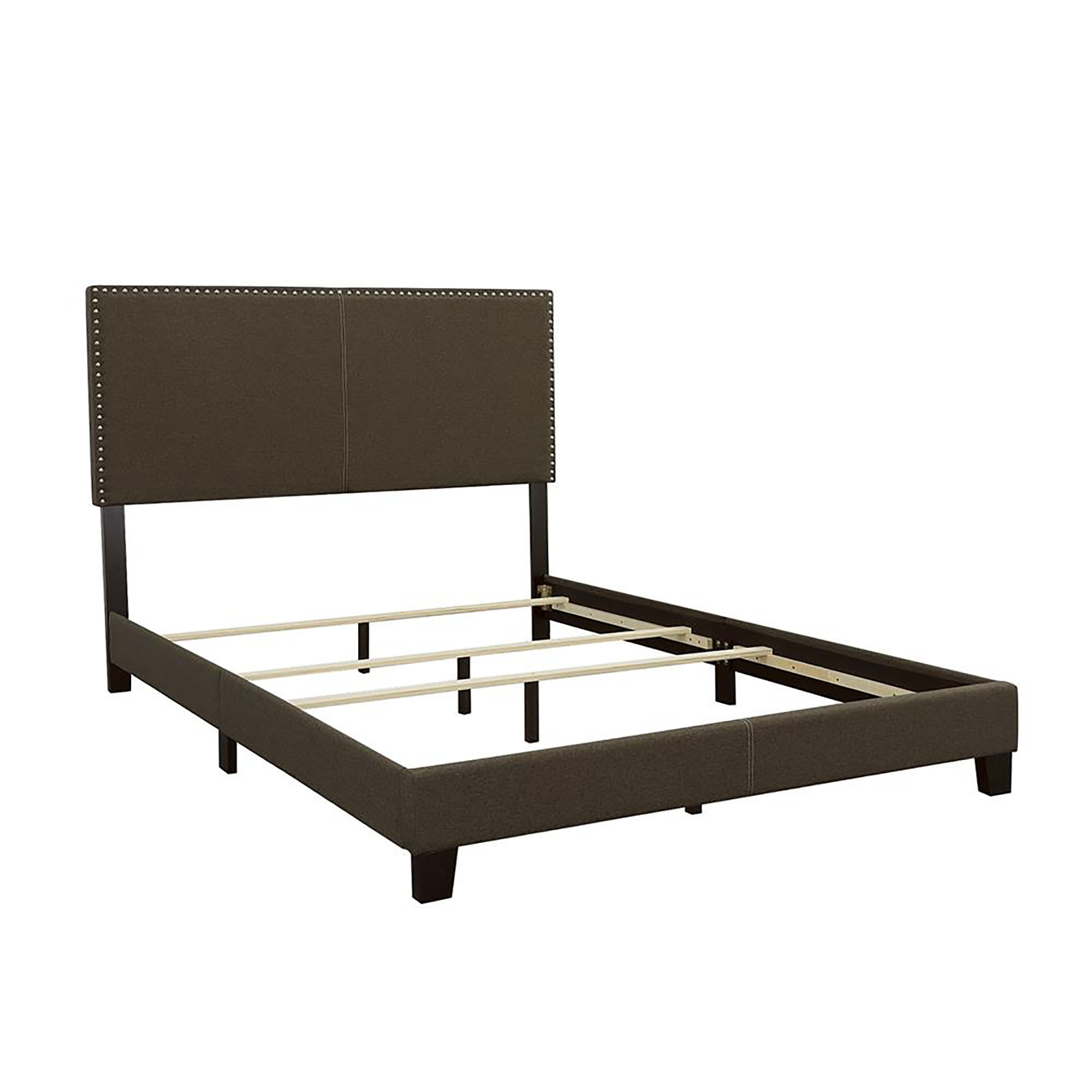 Charcoal Queen Bed with Nailhead Trim