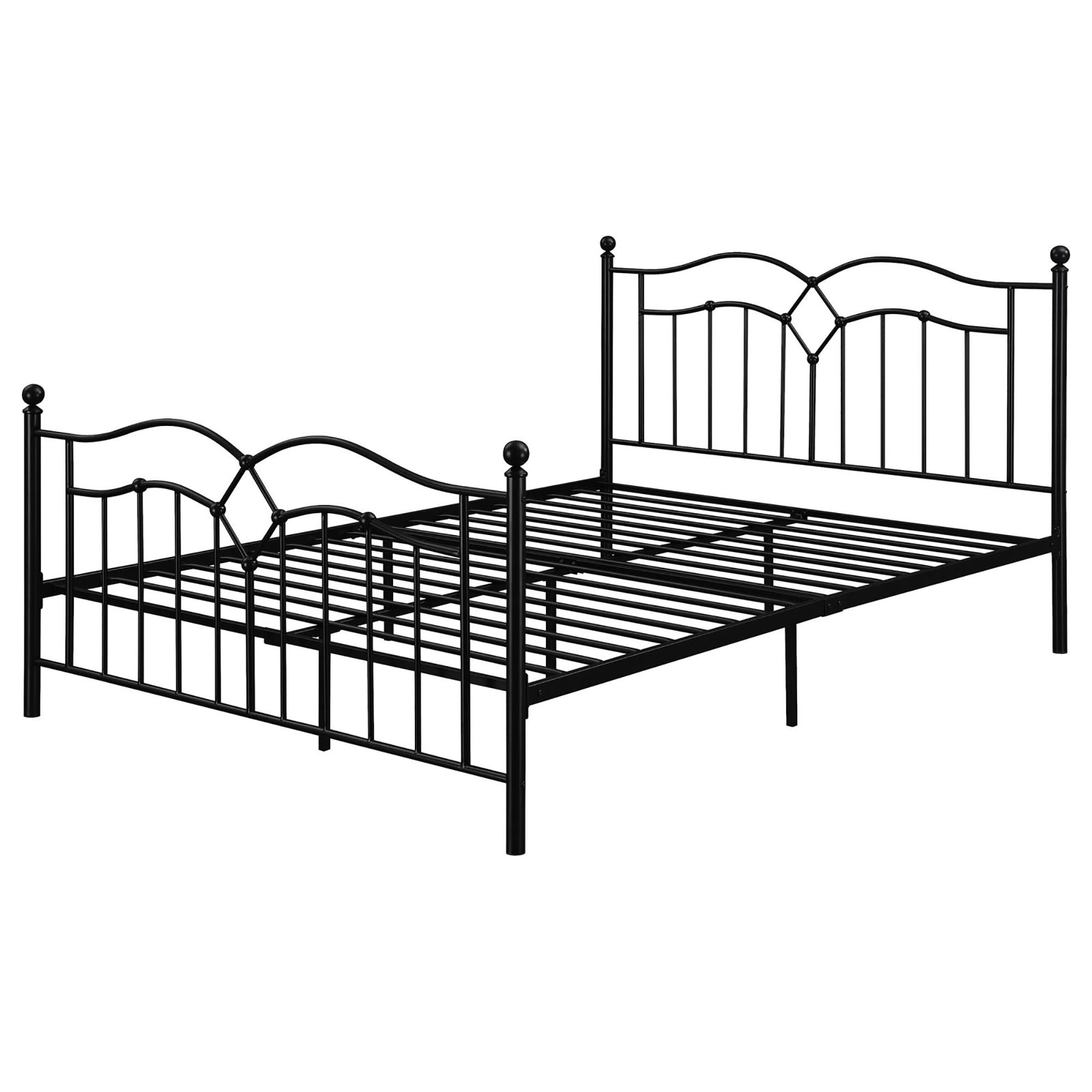 Black Slat Headboard Queen Bed