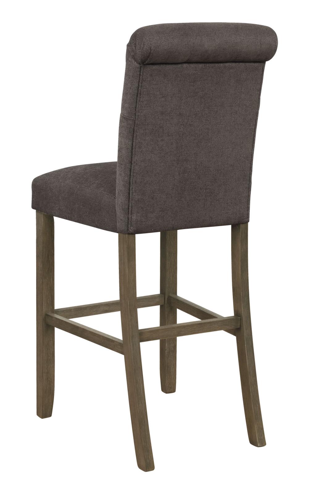 Grey and Rustic Brown Upholstered Bar Stools (Set of 2)