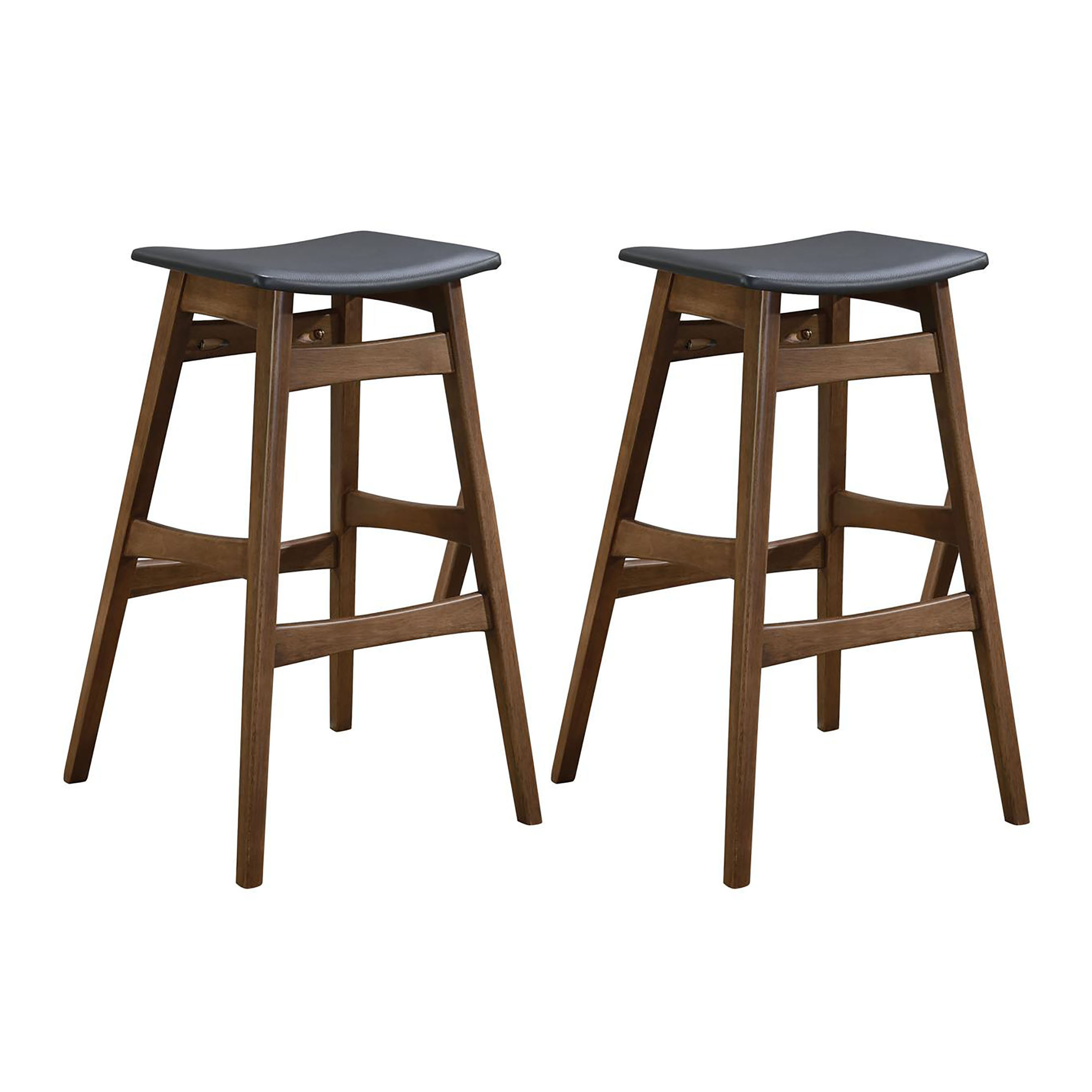 Dark Grey and Natural Walnut Bar Height Stool (Set of 2)